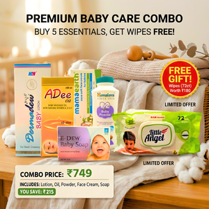 Full Baby Care Combo Pack | Ayurvedic ADee Massage Oil + Dermadew Lotion + Mamaearth Face Cream + Himalaya Baby Powder + E-Dew Baby Soap +(Free Baby Wipes) | Combo Pack