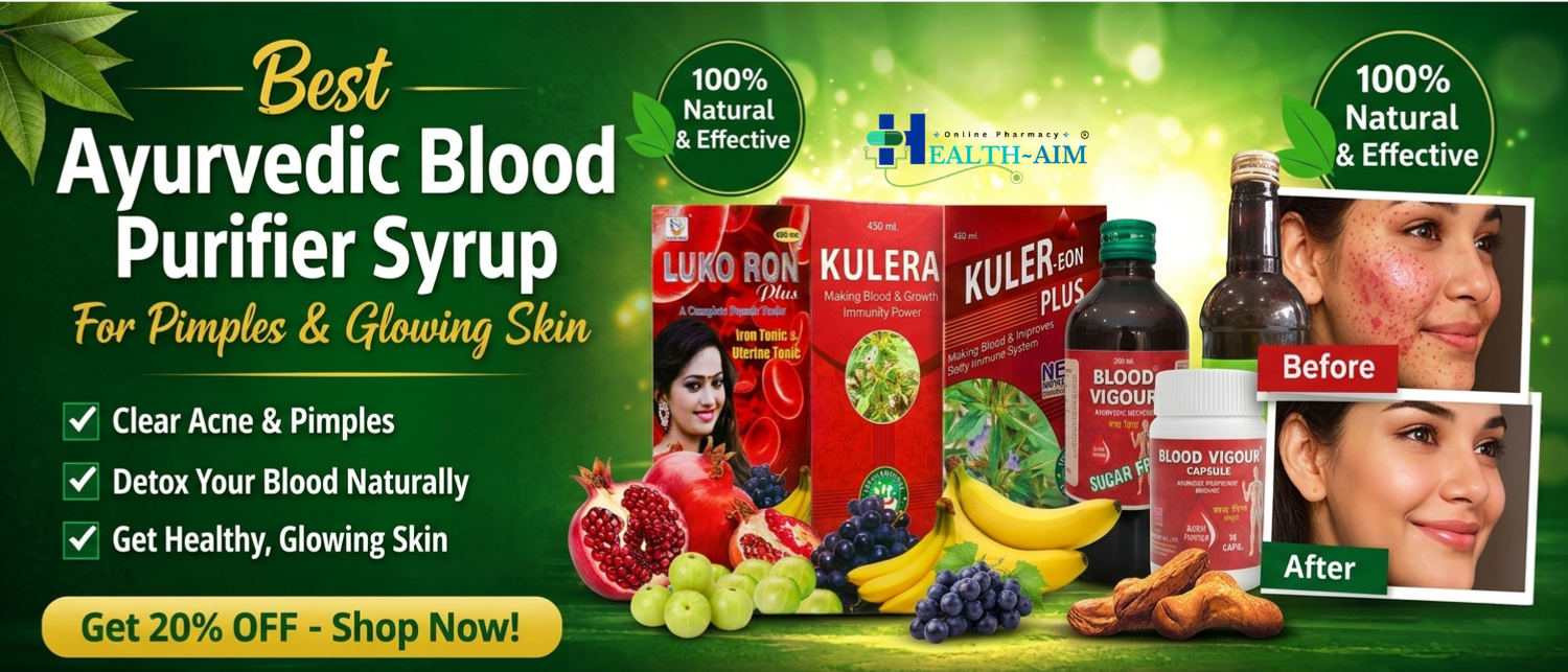 Best Ayurvedic Blood Purifier Syrup for Pimples & Glowing Skin (2026) - HEALTH AIM PHARMACY