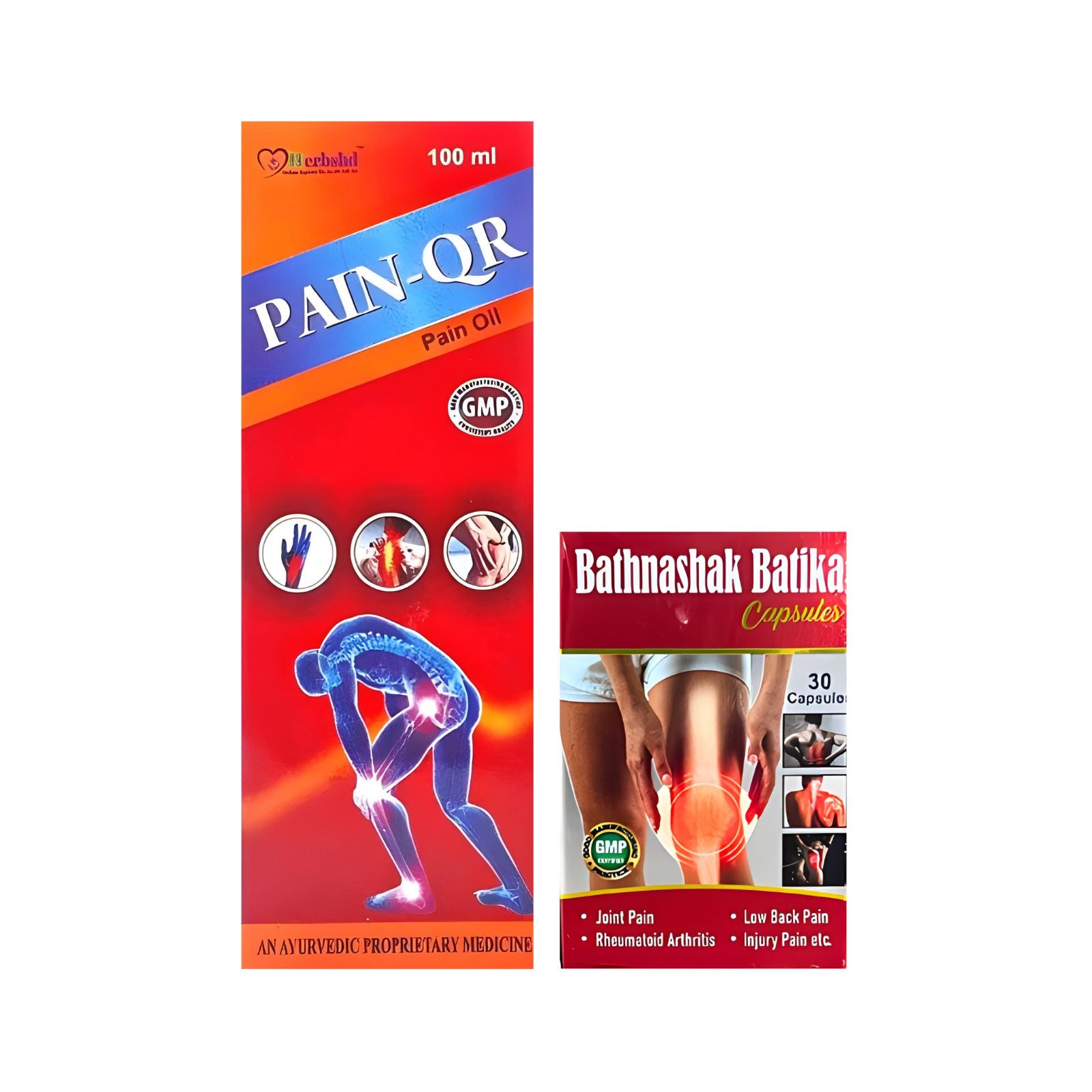 Ayurvedic Batnashak Batika Capsule & Pain-QR Pain Oil | 30 Cap + 100ml | Combo Pack - HEALTH AIM PHARMACY