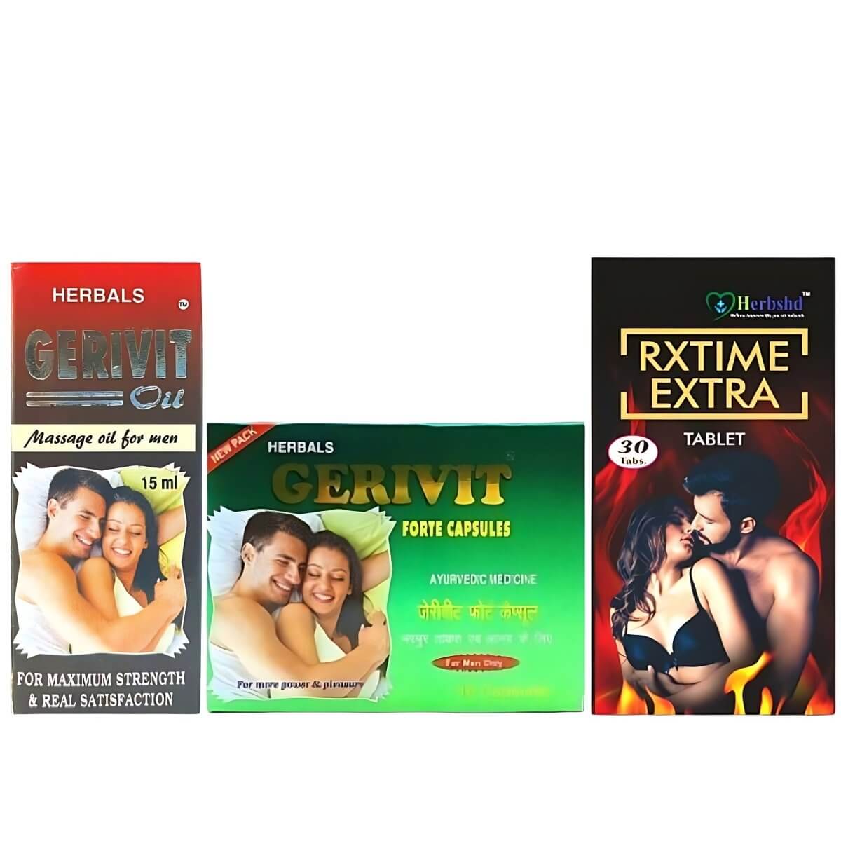 100% Satisfaction Herbals Gerivit Forte Capsule & Oil & rxtime extra tab (Combo Pack) For early ejaculation treatment - HEALTH AIM PHARMACY
