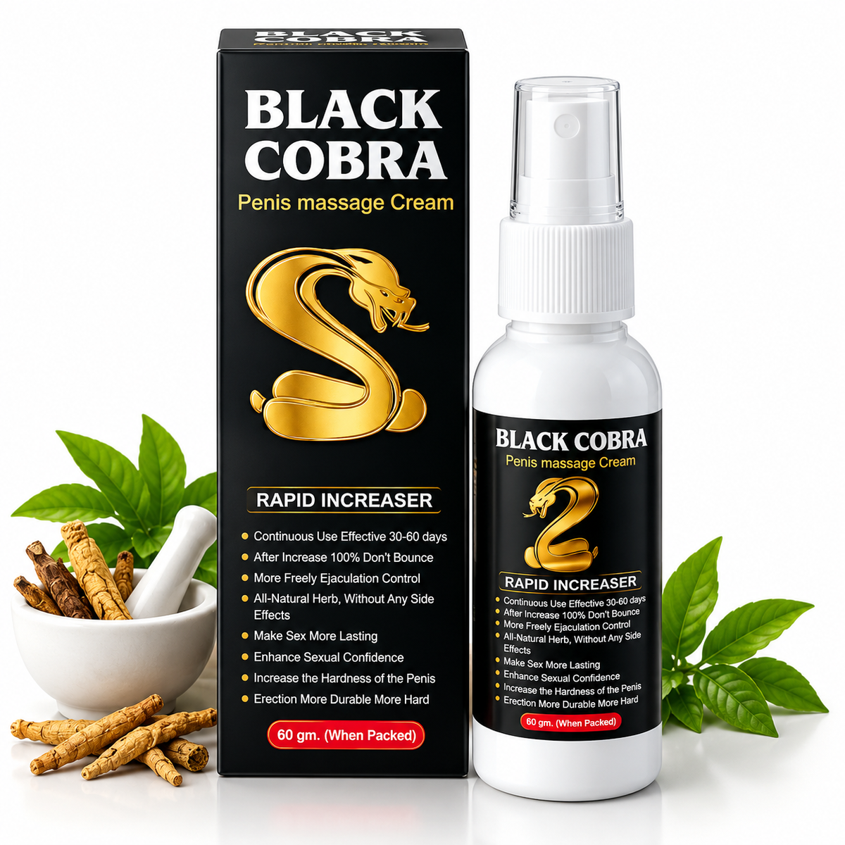 Ayurvedic Black Cobra Massage Cream & Sonu Gold Capsules Combo | 60gm + 30Cap | Combo Pack