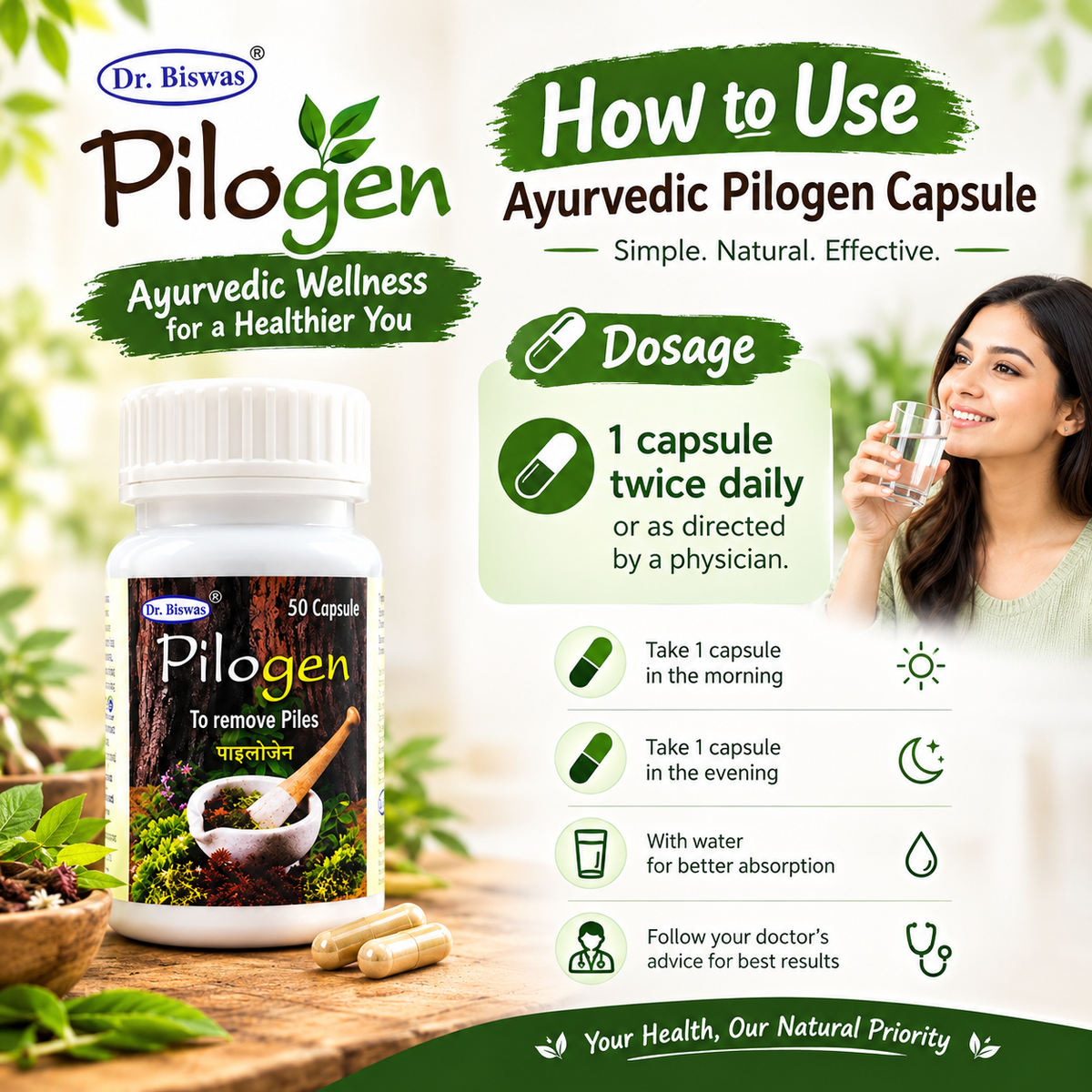 Ayurvedic Pilogen Capsule for Piles Care (Pack of 2)