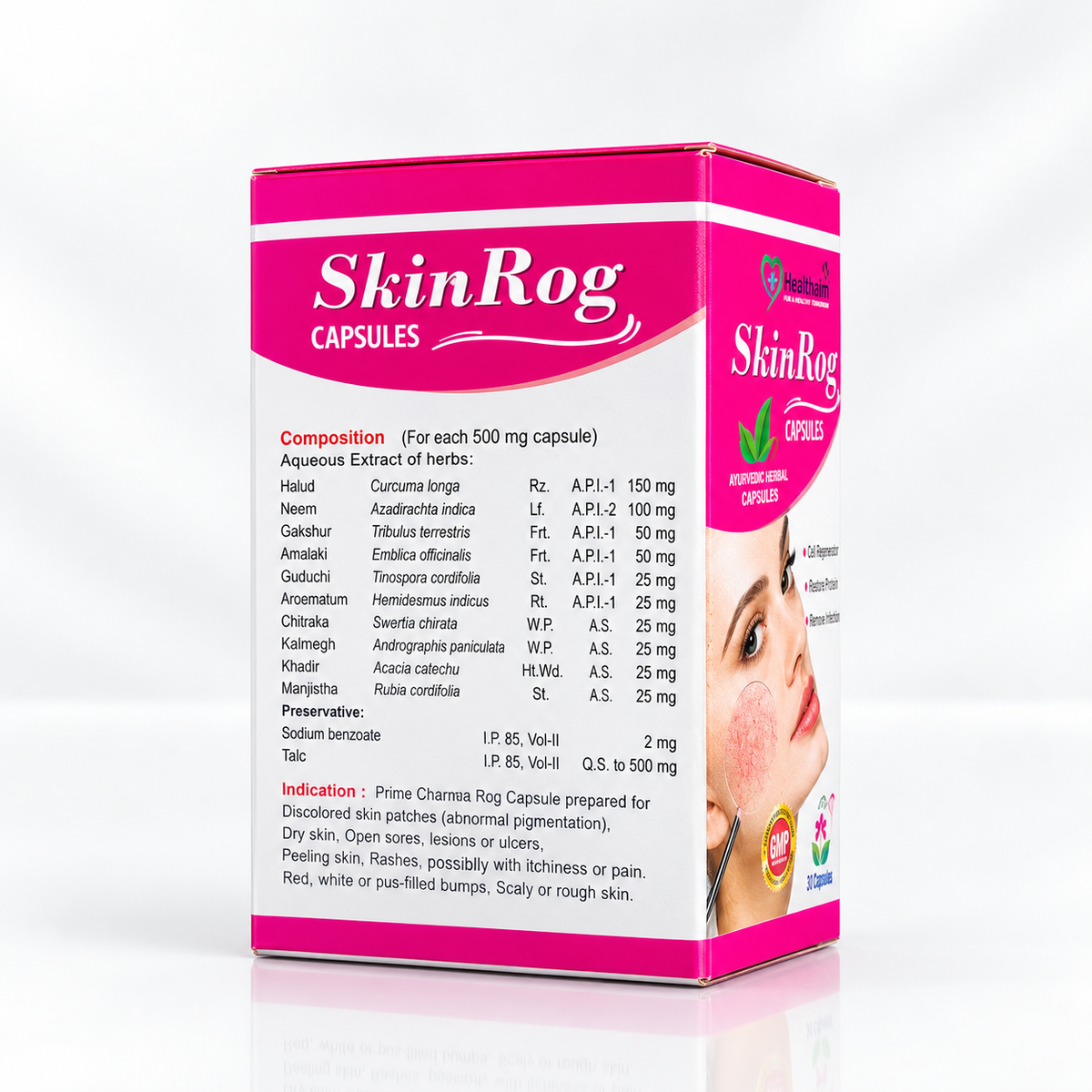 Ayurvedic SKINROG Capsule & Gasaram Capsule Combo Pack of 2 + Get Blood Vigor Syrup FREE