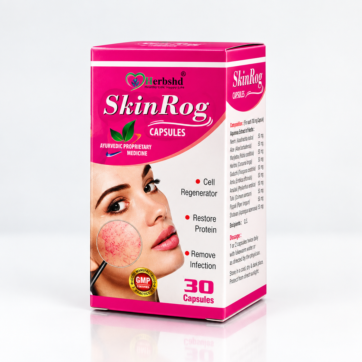 Ayurvedic SKINROG Capsule & Gasaram Capsule Combo Pack of 2 + Get Blood Vigor Syrup FREE