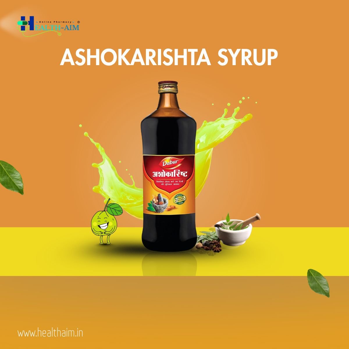 Dabur Ashokarishta Tonic & Health Aim Capsule | 450ml + 50 Cap | Combo Pack - HEALTH AIM PHARMACY