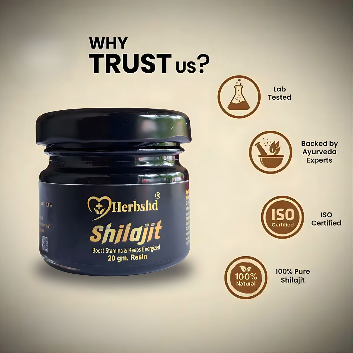 Herbshd Shilajit Resin & Health Aim Capsule Combo Pack - Boost Immunity & Energy, 20g + 50Cap - Health Aim Pharmacy