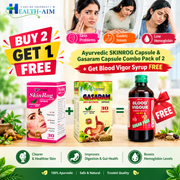 Ayurvedic SKINROG Capsule & Gasaram Capsule Combo Pack of 2 + Get Blood Vigor Syrup FREE