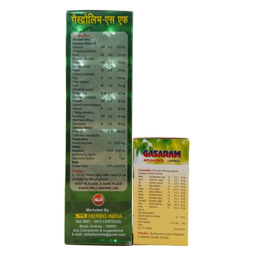 Acidity Relief Gastroliv - SF Syrup & Gasaram Anti Gastritis Capsule (Combo Pack) - HEALTH AIM PHARMACY