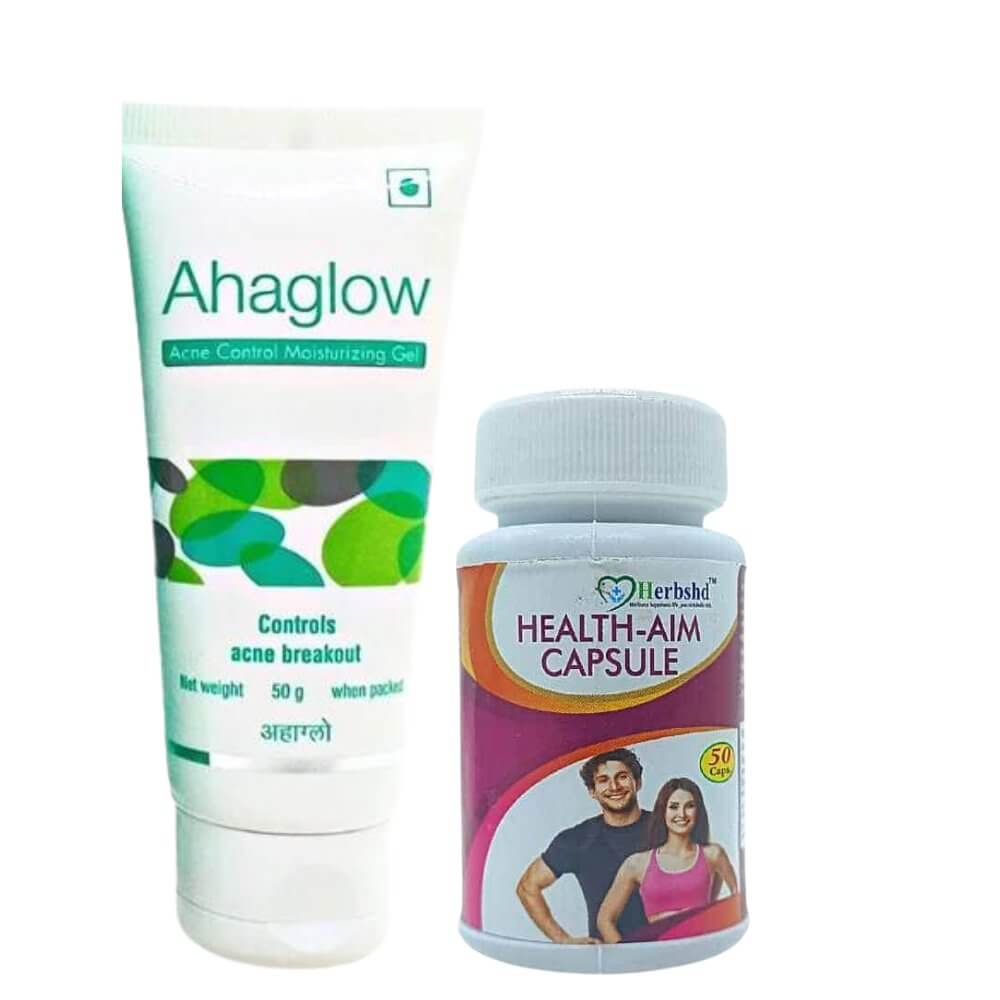 Ahaglow Acne Control Moisturizing Gel And Health Aim Capsule Combo Pack - HEALTH AIM PHARMACY