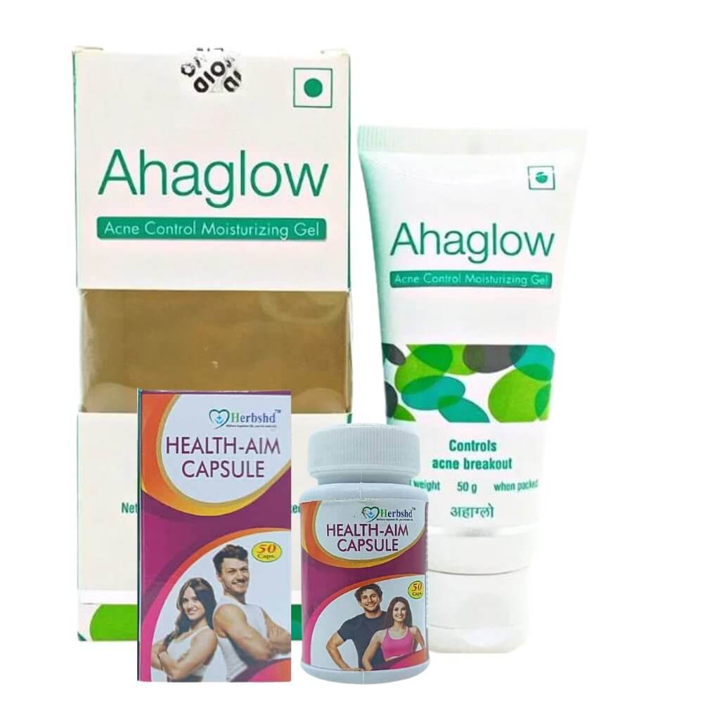 Ahaglow Acne Control Moisturizing Gel And Health Aim Capsule Combo Pack - HEALTH AIM PHARMACY