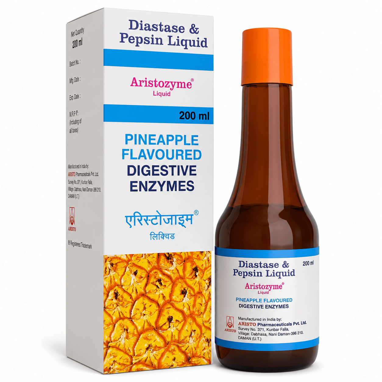 Aristozyme Diastase & Pepsin Liquid | For Digestive Care & Stomach Care | Flavour Pineapple 200ml - HEALTH AIM PHARMACY