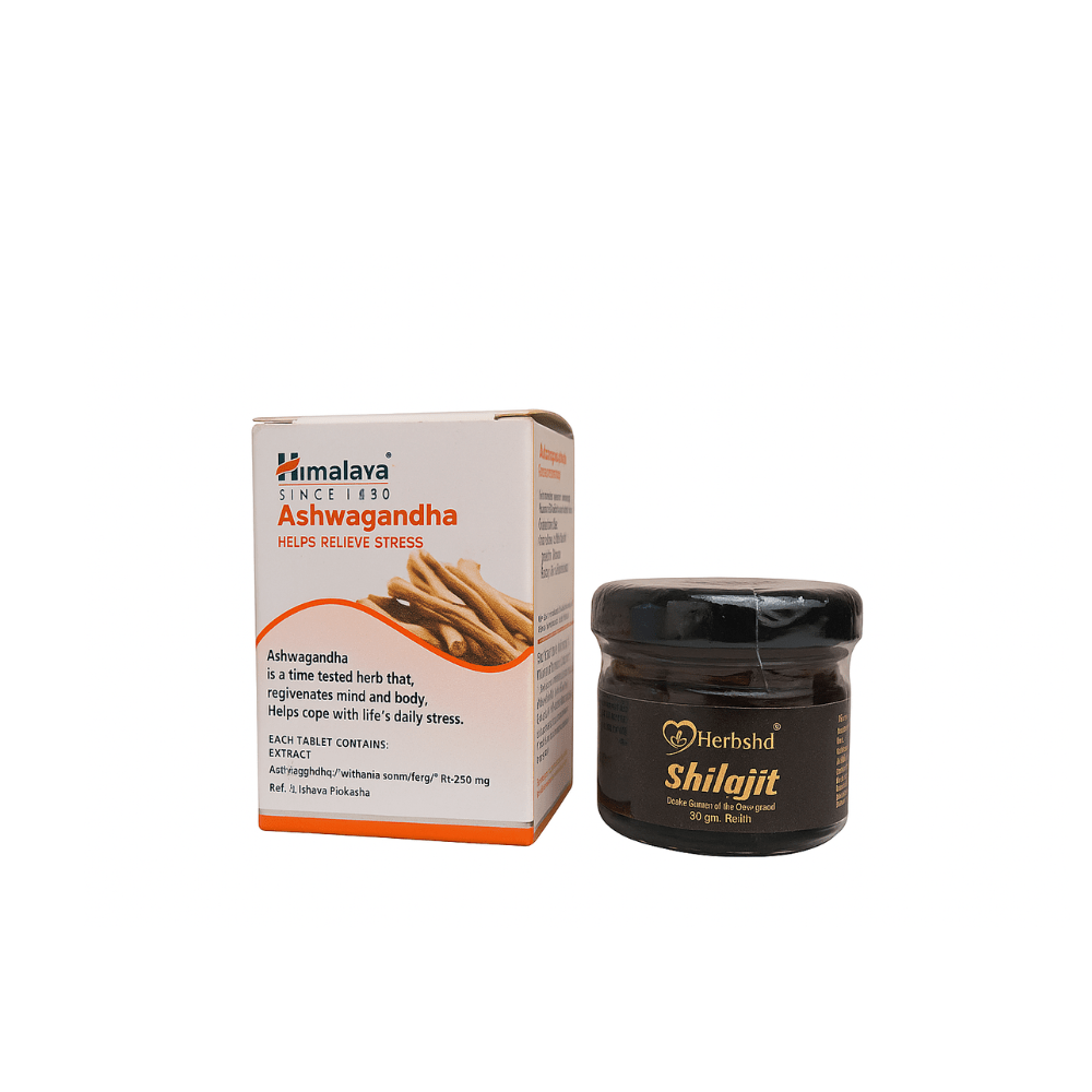 Ashwagandha & Shilajit Kit – Strength, Stress & Stamina - HEALTH AIM PHARMACY