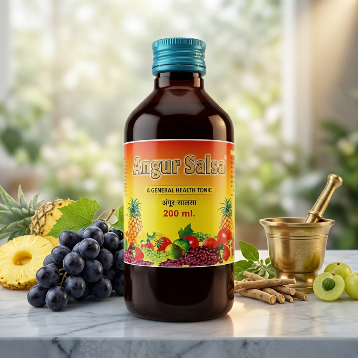 Ayurvedic Angur Salsa Tonic & Health Aim Capsule | 400Ml + 50Caps | Combo Pack of 2 - HEALTH AIM PHARMACY