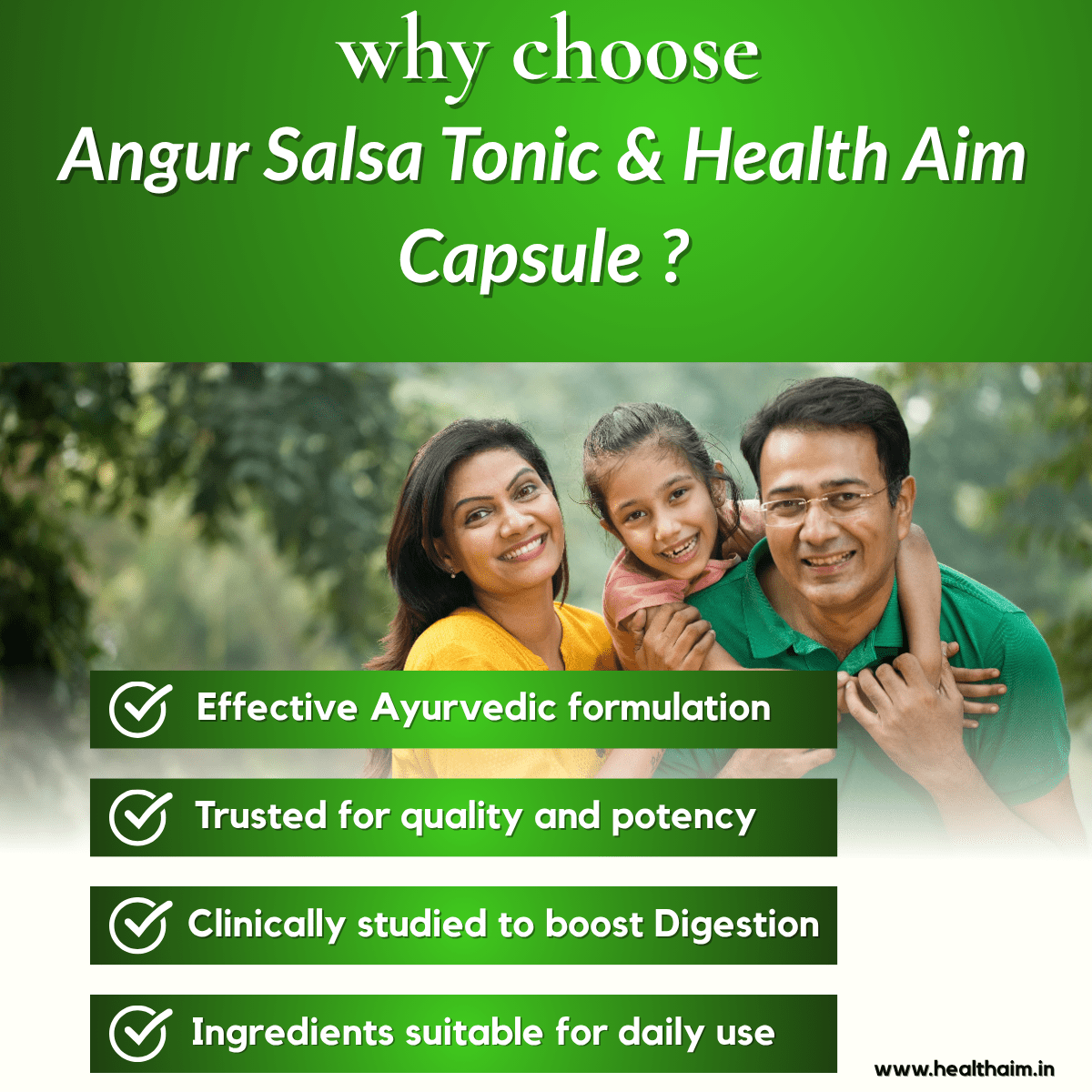 Ayurvedic Angur Salsa Tonic & Health Aim Capsule | 400Ml + 50Caps | Combo Pack of 2 - HEALTH AIM PHARMACY