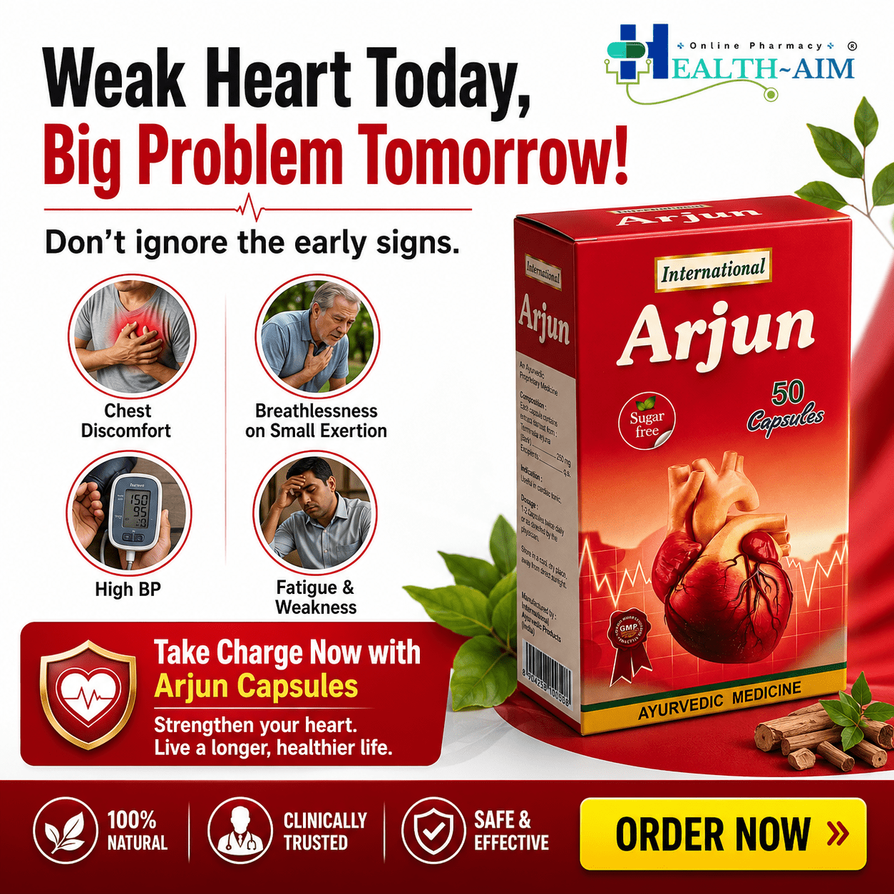 Ayurvedic Arjun Capsule | Cardiac Care | 50 CAPSULE - HEALTH AIM PHARMACY