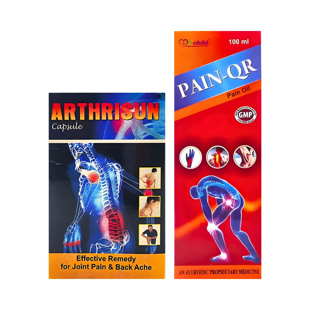 Ayurvedic ARTHRISUN Capsule & PAIN QR Pain Oil | 30 Cap + 100ml | Combo Pack - HEALTH AIM PHARMACY