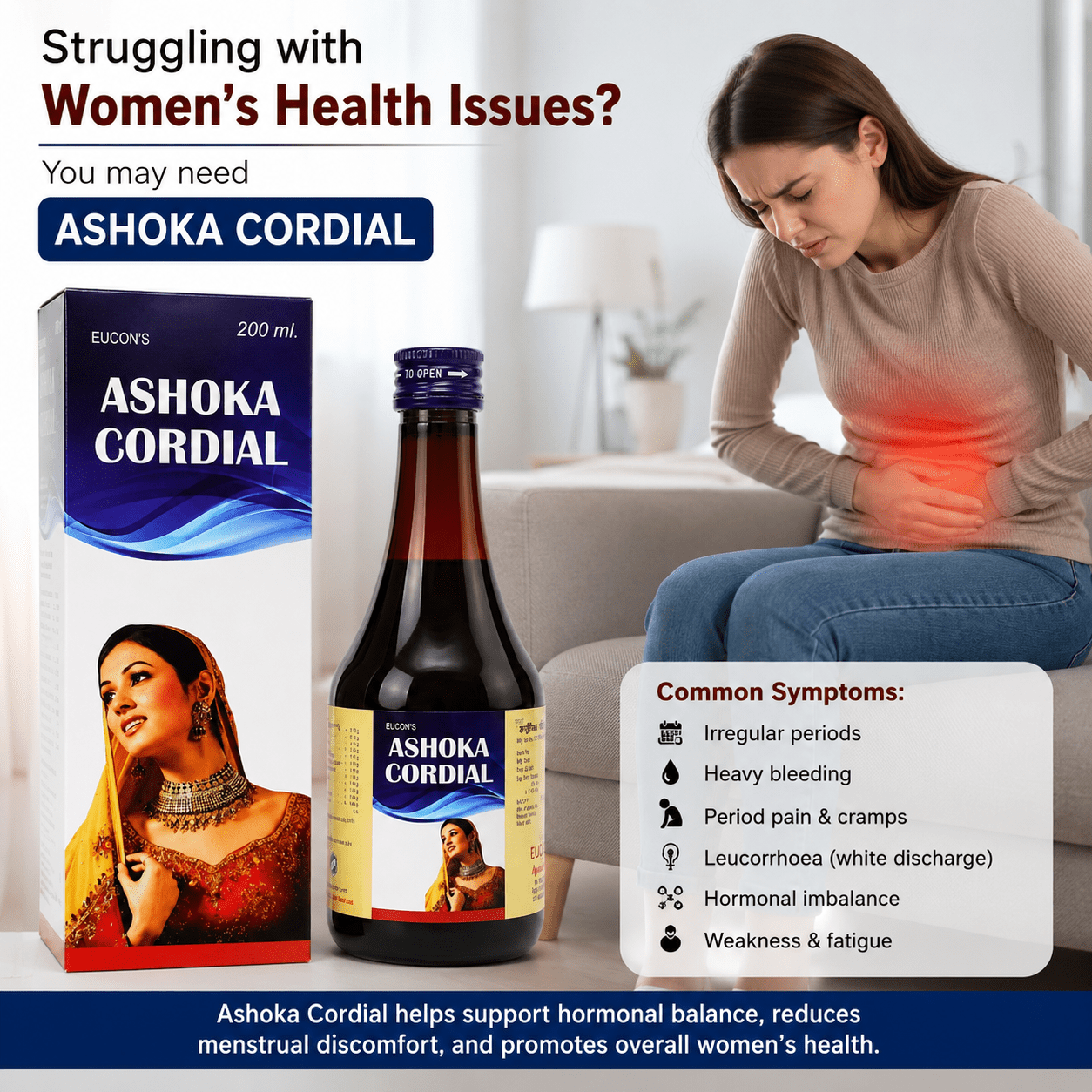 Ayurvedic Ashoka Cordial Syrup 200ml - HEALTH AIM PHARMACY