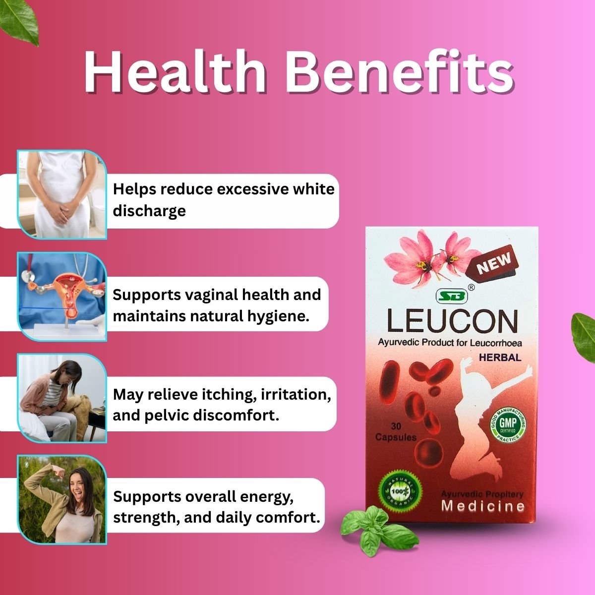 Ayurvedic ASHOKA Cordial Syrup & Leucon Capsule Combo Pack - Women's Health Care, 200ml + 30 capsules - HEALTH AIM PHARMACY