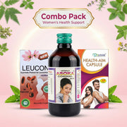 Ayurvedic Asoka Cordial Tonic and Leucon Capsule & Health Aim Capsule Combo | 200ml + 30Caps + 50Caps | Combo Pack - HEALTH AIM PHARMACY