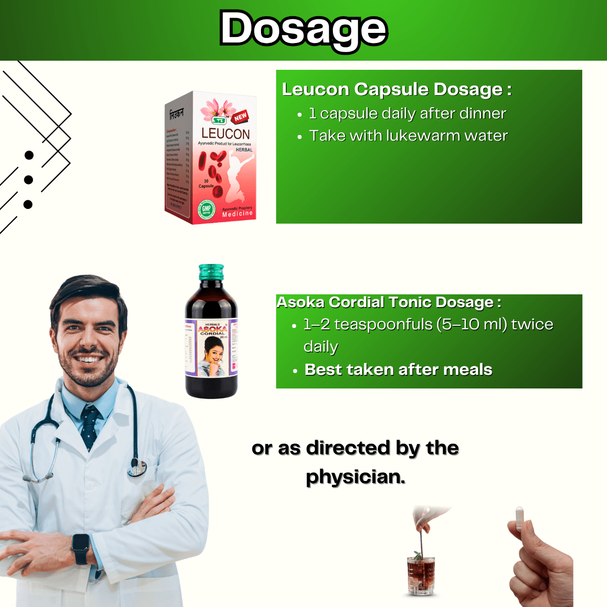 Ayurvedic Asoka Cordial Tonic + Leucon Capsule | 200ml + 30Caps | Pack of 2 - HEALTH AIM PHARMACY