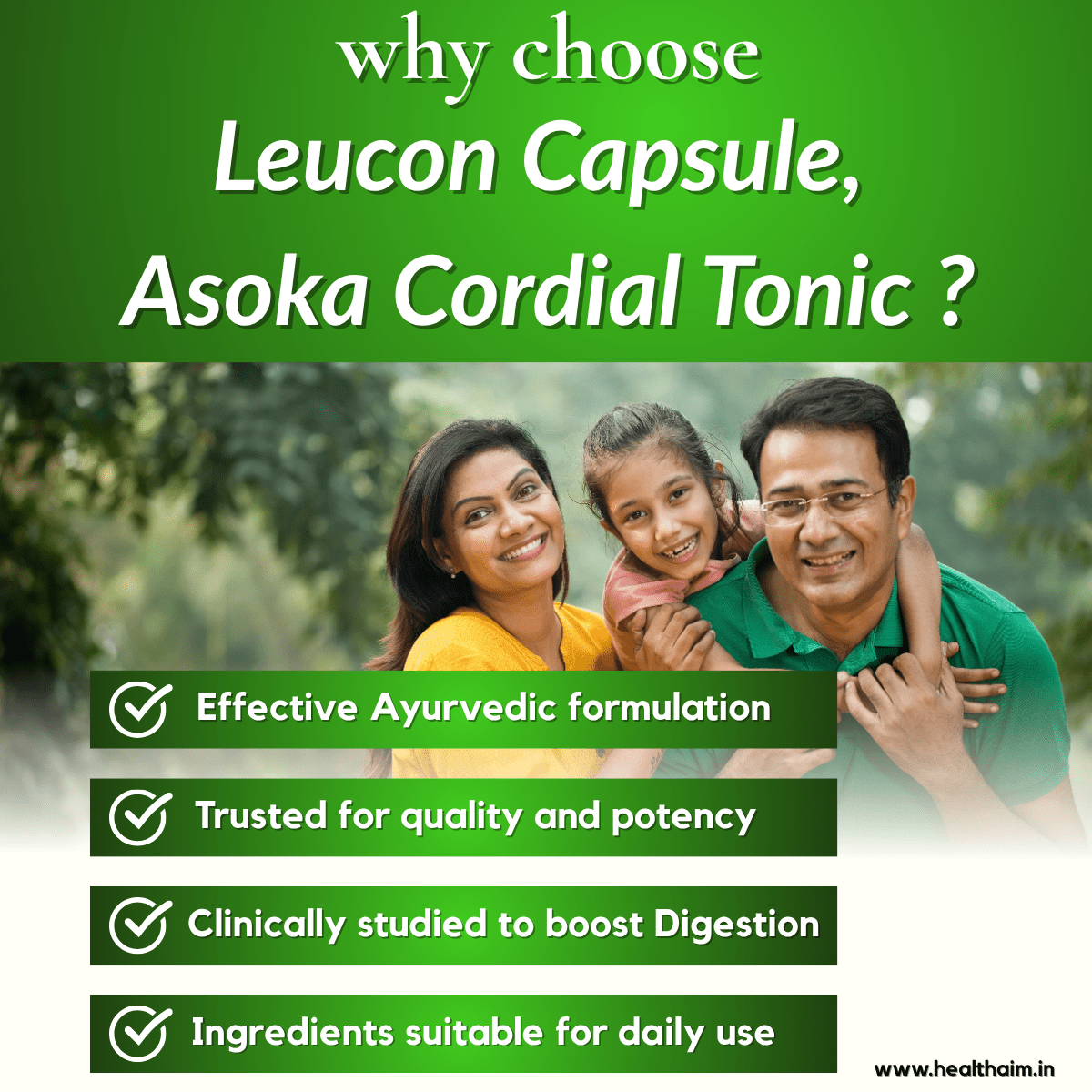 Ayurvedic Asoka Cordial Tonic + Leucon Capsule | 200ml + 30Caps | Pack of 2 - HEALTH AIM PHARMACY