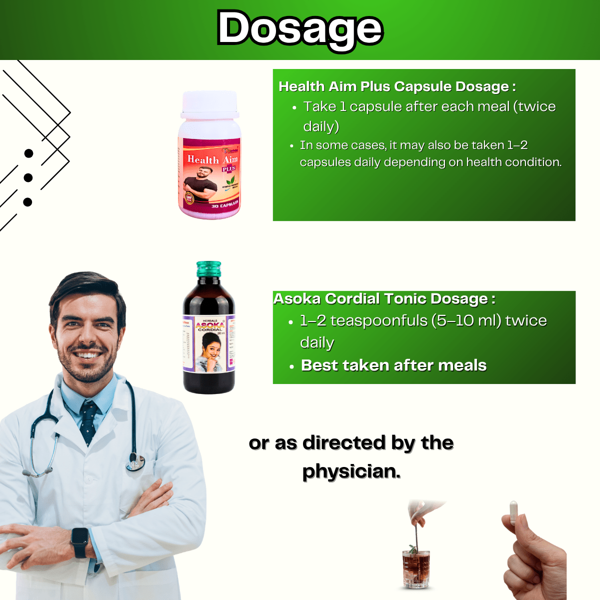 Ayurvedic Asoka cordial Tonic (Pack of 2) & Health Aim Plus Capsule | 200ml +200ml + 30 Caps | Combo Pack - HEALTH AIM PHARMACY