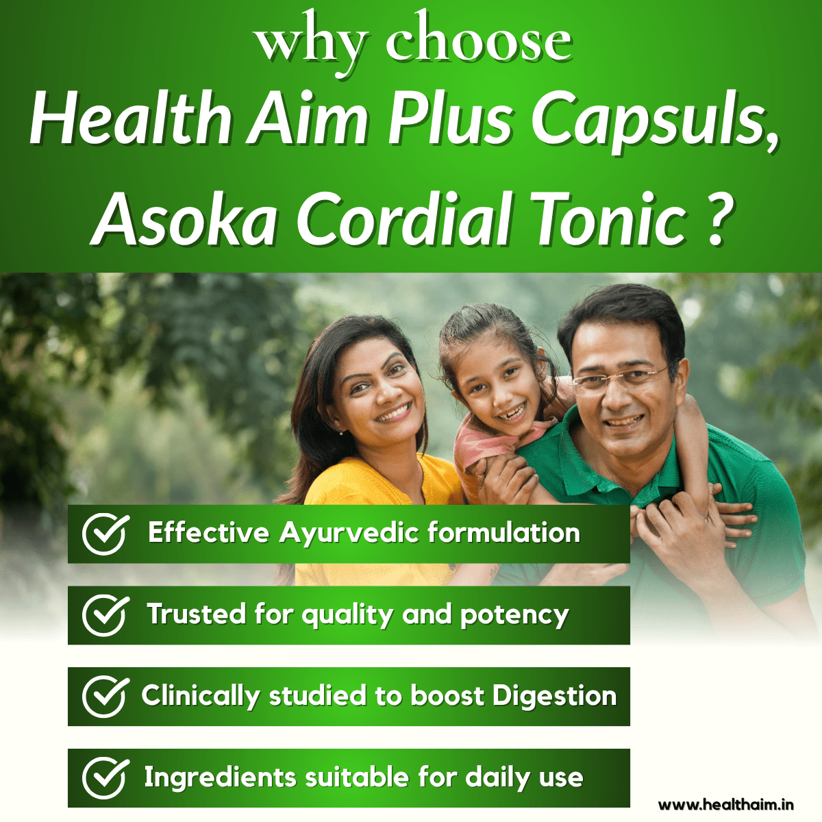 Ayurvedic Asoka cordial Tonic (Pack of 2) & Health Aim Plus Capsule | 200ml +200ml + 30 Caps | Combo Pack - HEALTH AIM PHARMACY