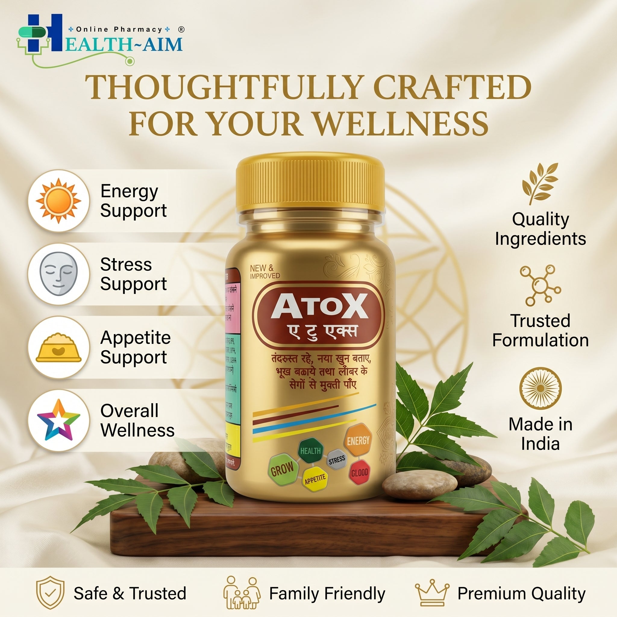 Ayurvedic AtoX Capsule for Energy | 50Caps | Pack Of 2 - HEALTH AIM PHARMACY