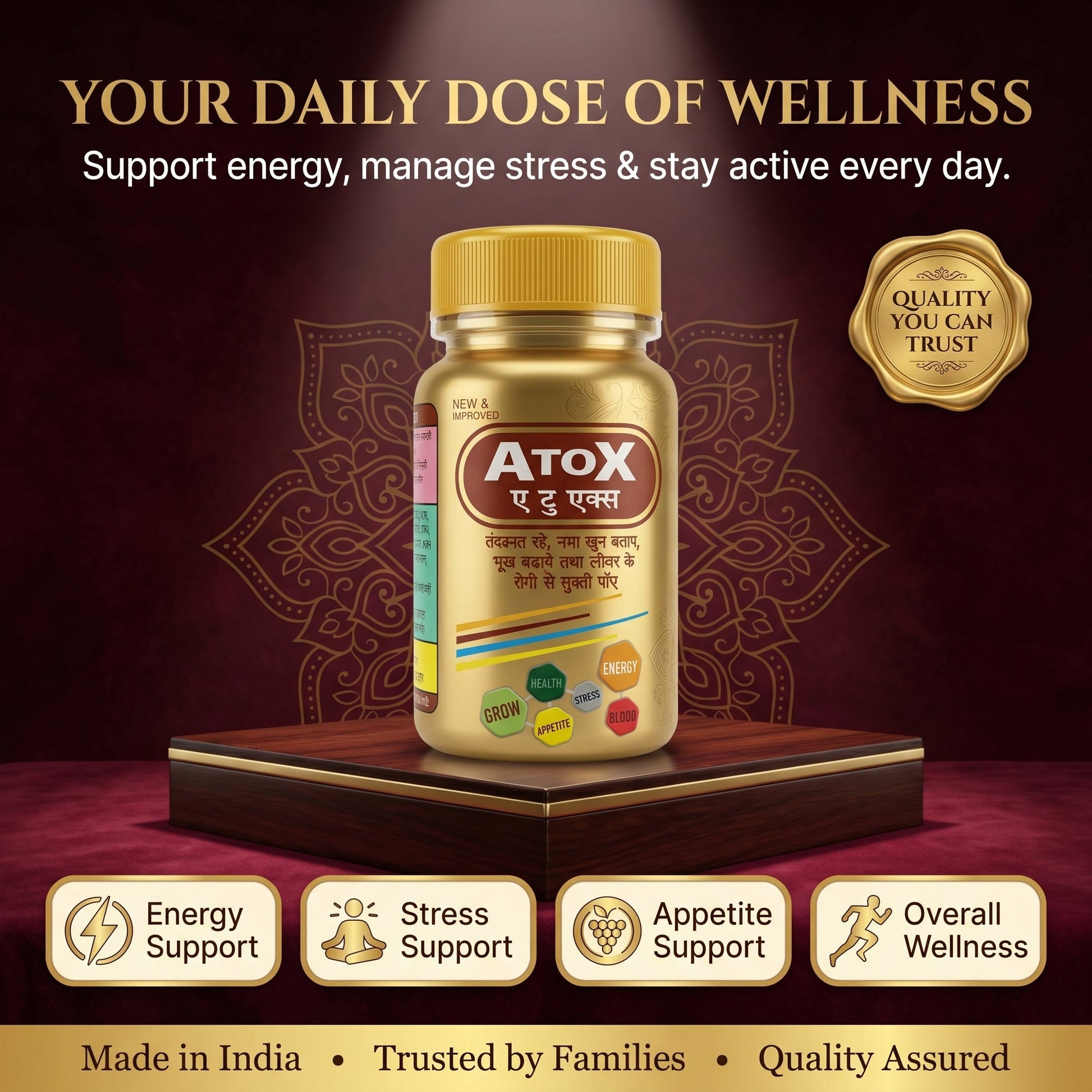 Ayurvedic AtoX Capsule for Energy | 50Caps | Pack Of 2 - HEALTH AIM PHARMACY