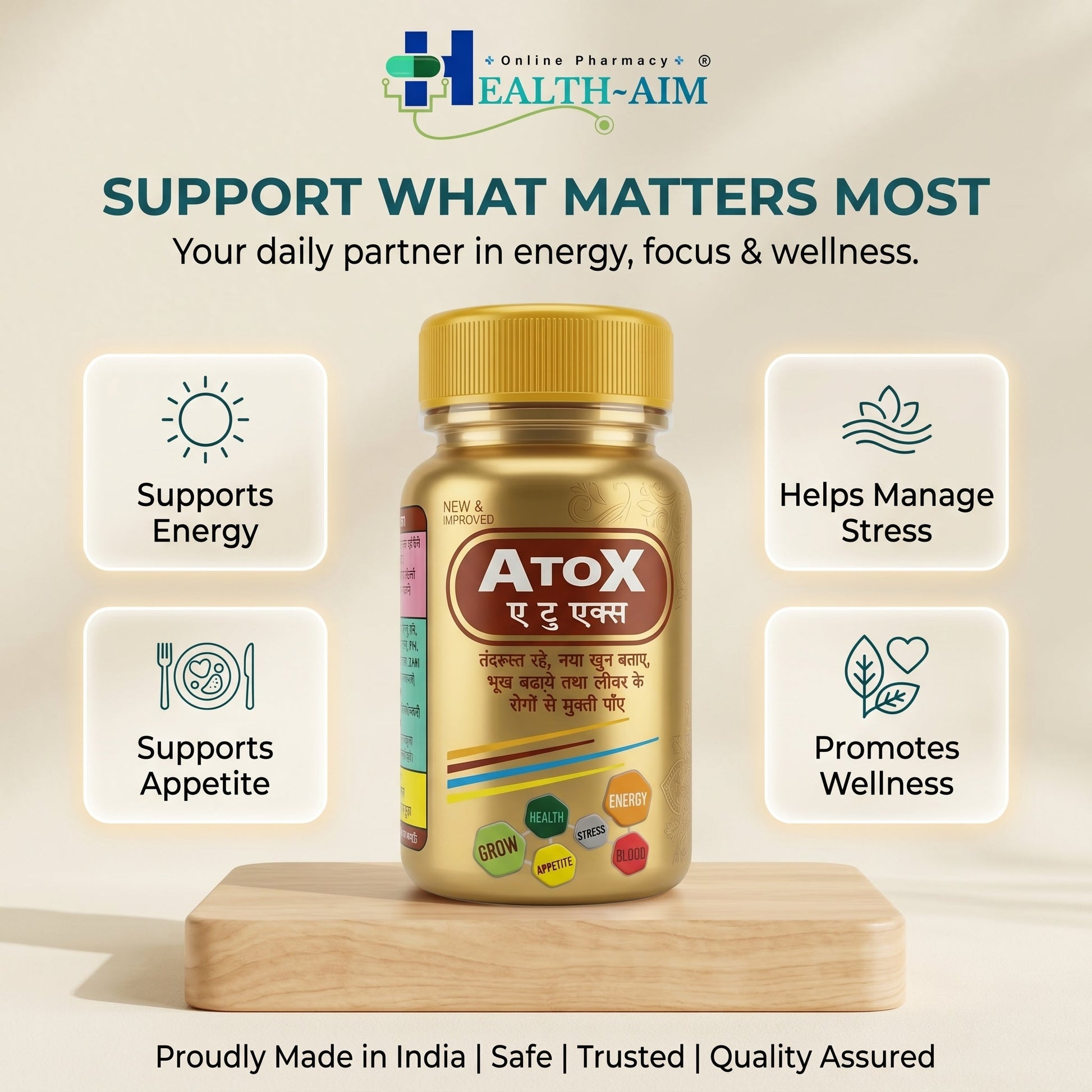 Ayurvedic AtoX Capsule for Energy | 50Caps | Pack Of 2 - HEALTH AIM PHARMACY
