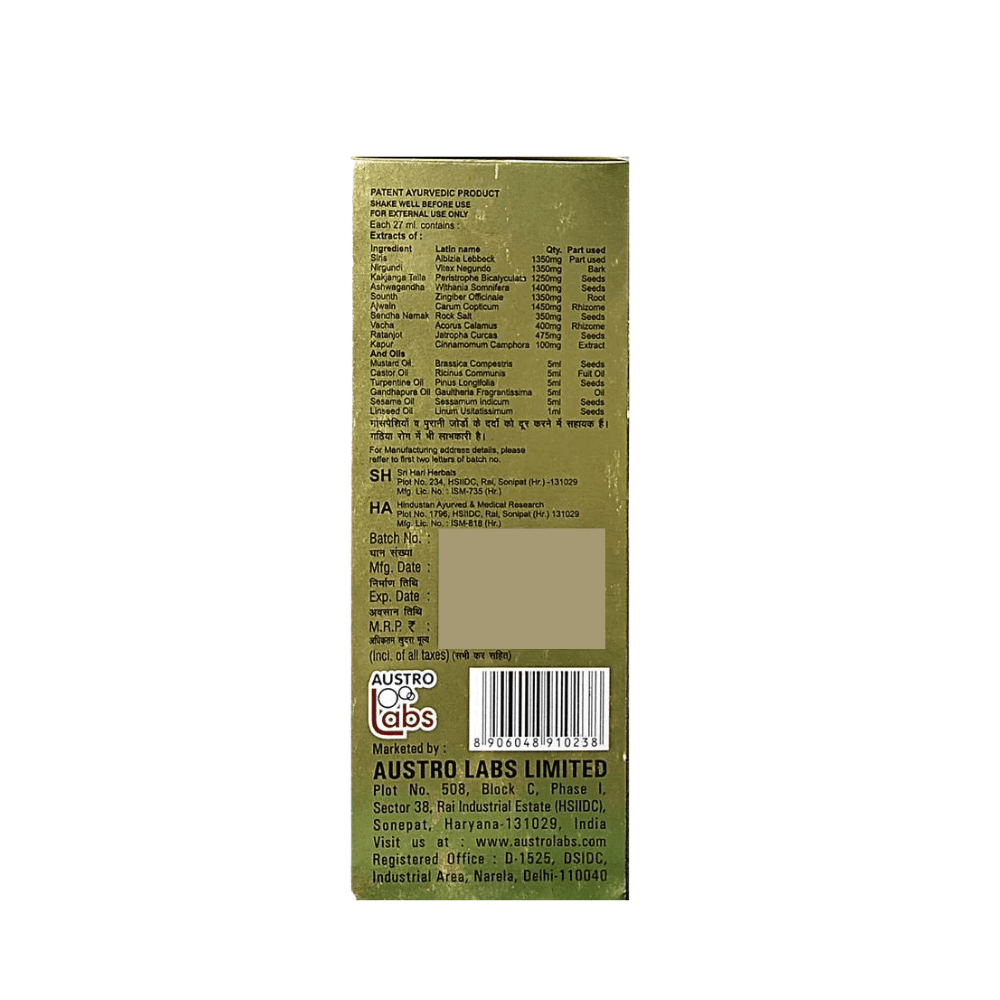 Ayurvedic Austro Pain Oil 60ml( Pack of 4) - HEALTH AIM PHARMACY