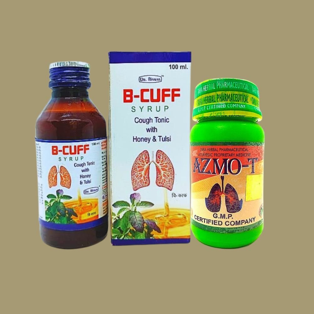 Ayurvedic B - CUFF SYRUP( combo )& AZMO - T capsule(pack of 2) - HEALTH AIM PHARMACY