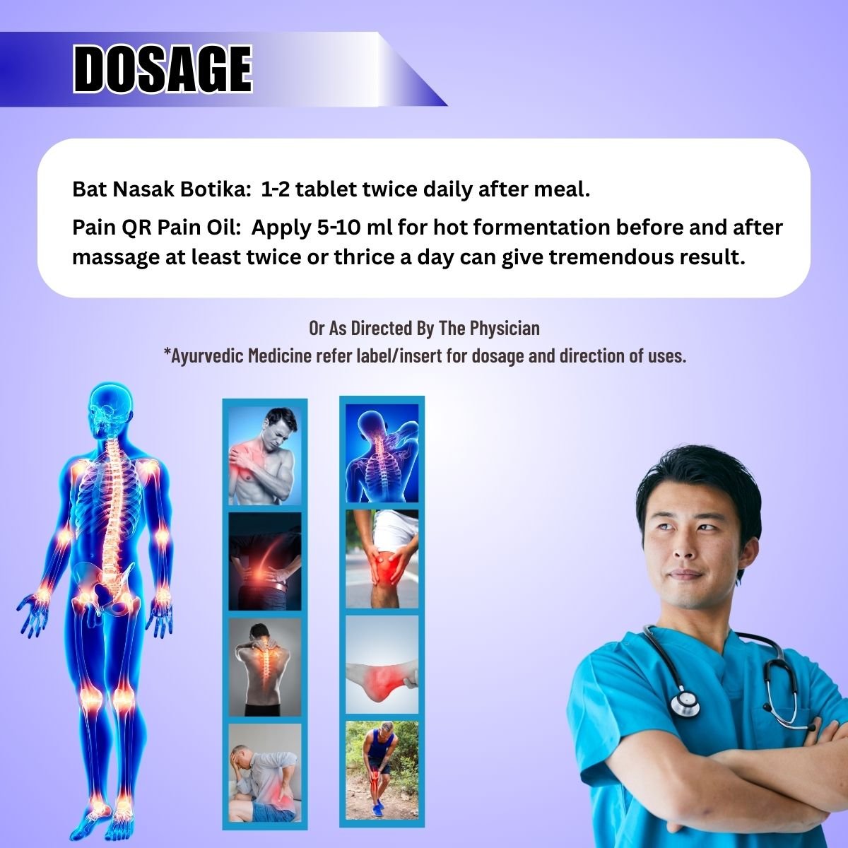 Ayurvedic Bat Nasak Botika Pain Relief Tablets (60Tabs) + Pain-QR Pain Relief Oil (100ml) | Combo Pack - HEALTH AIM PHARMACY