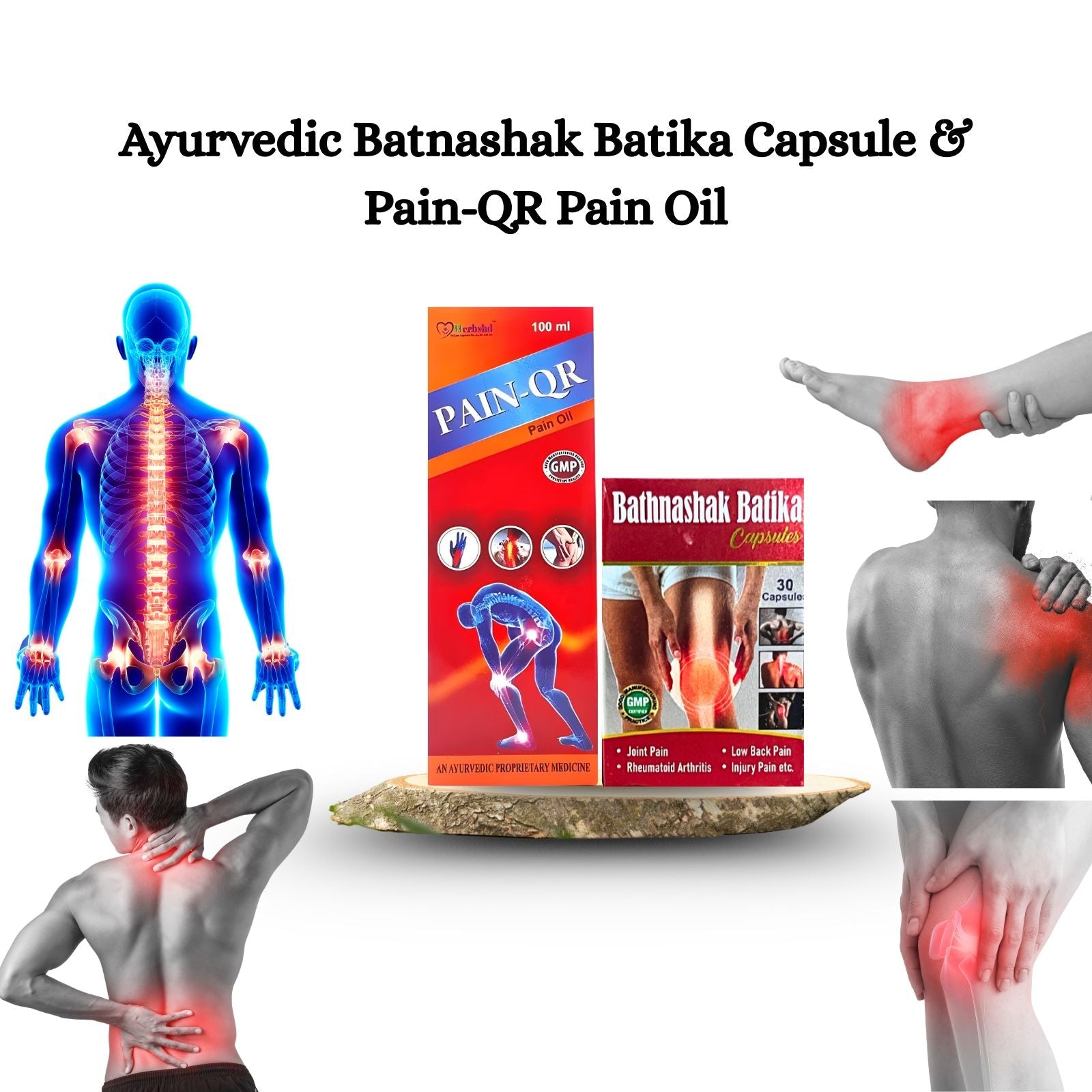 Ayurvedic Batnashak Batika Capsule & Pain-QR Pain Oil | 30 Cap + 100ml | Combo Pack - HEALTH AIM PHARMACY