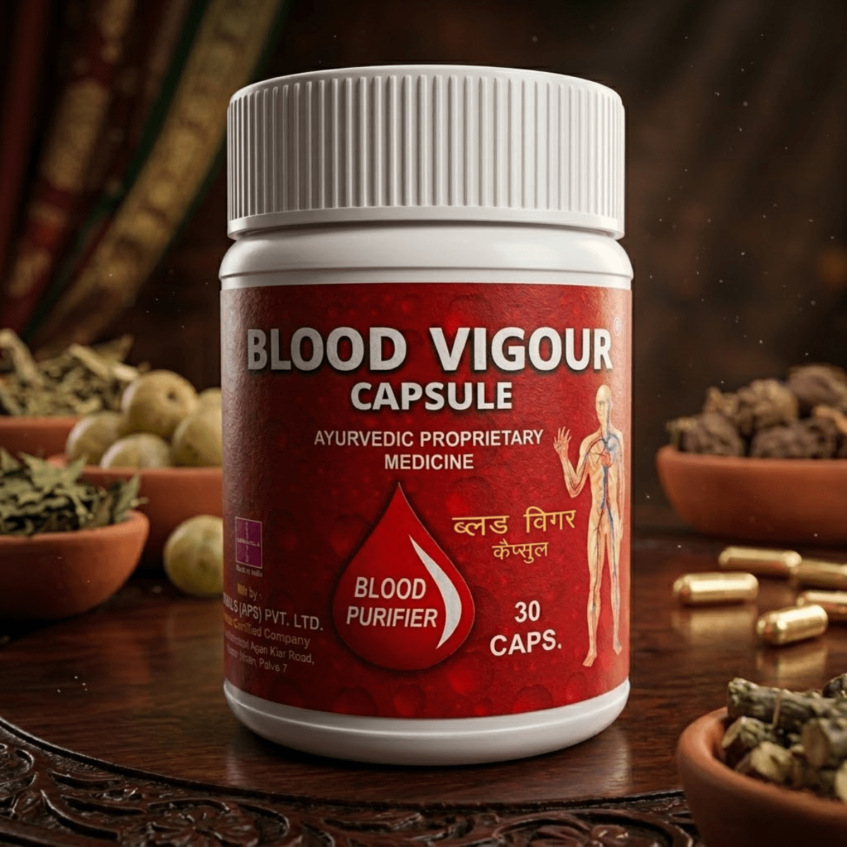 Ayurvedic Blood vigour Capsule and SkinRog Capsule & Hemo Iron Tonic Combo | 30Caps + 30 Caps + 450ml | Combo Pack - HEALTH AIM PHARMACY