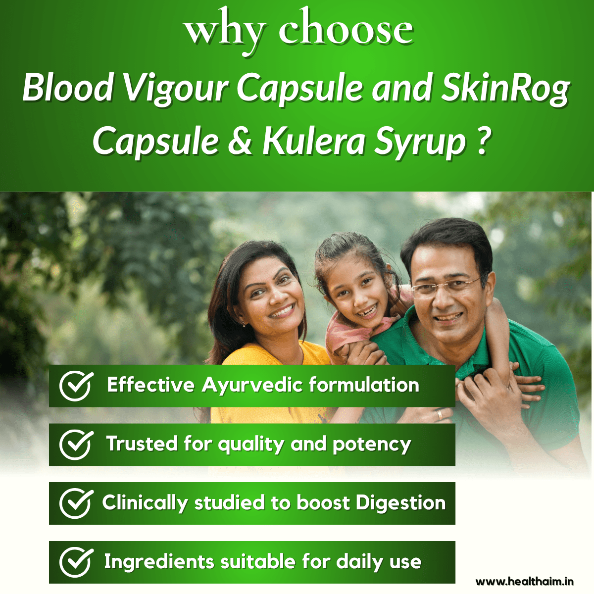 Ayurvedic Blood Vigour Capsule + SkinRog Capsule & Kulera Syrup Combo | 30Caps + 30Caps + 450ml |Combo Pack - HEALTH AIM PHARMACY