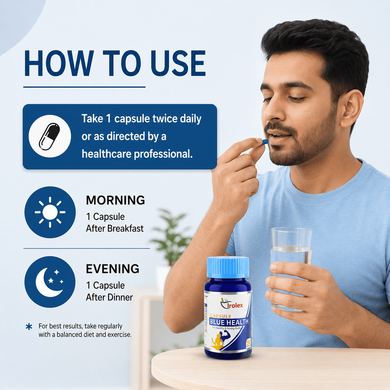 Ayurvedic Blue Health Capsule | For Healthy & Strong Body | 50Caps | Pack Of 2 - HEALTH AIM PHARMACY