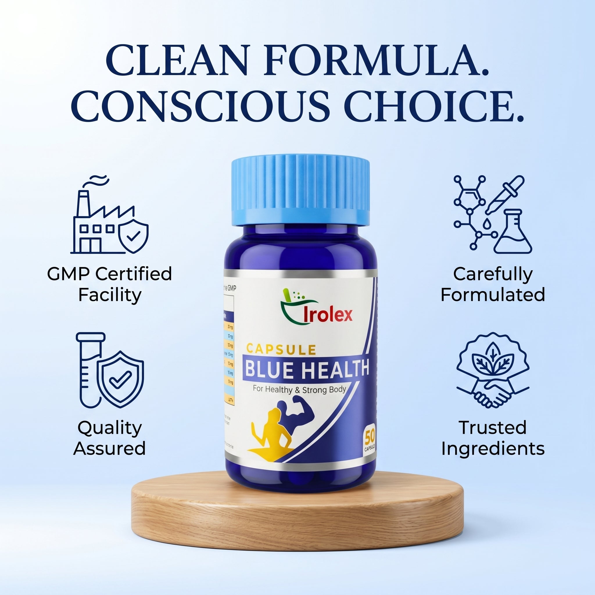 Ayurvedic Blue Health Capsule | For Healthy & Strong Body | 50Caps | Pack Of 2 - HEALTH AIM PHARMACY