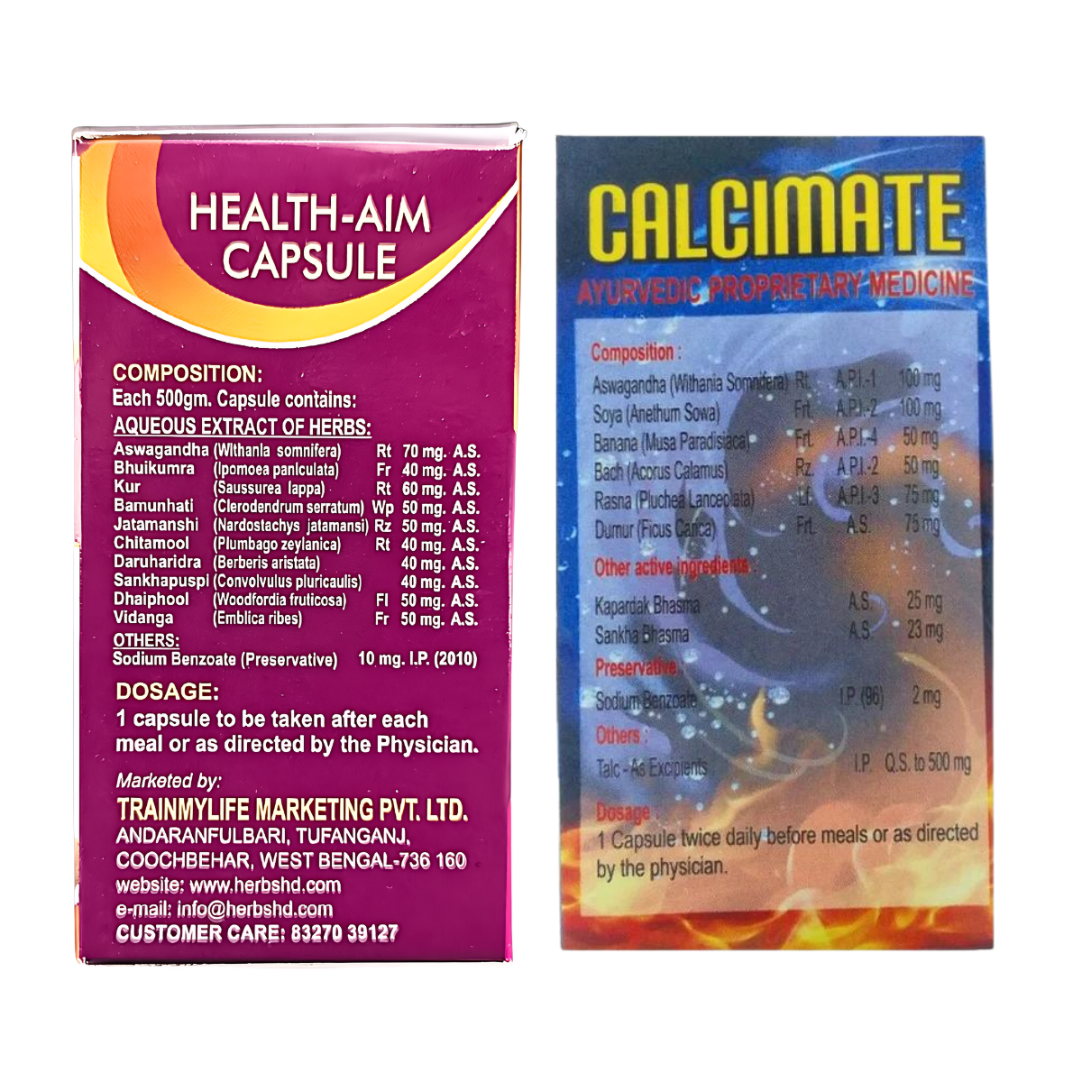 Ayurvedic Calcimate Capsule + Health aim Capsule | 50Caps + 50Caps | Combo pack - HEALTH AIM PHARMACY