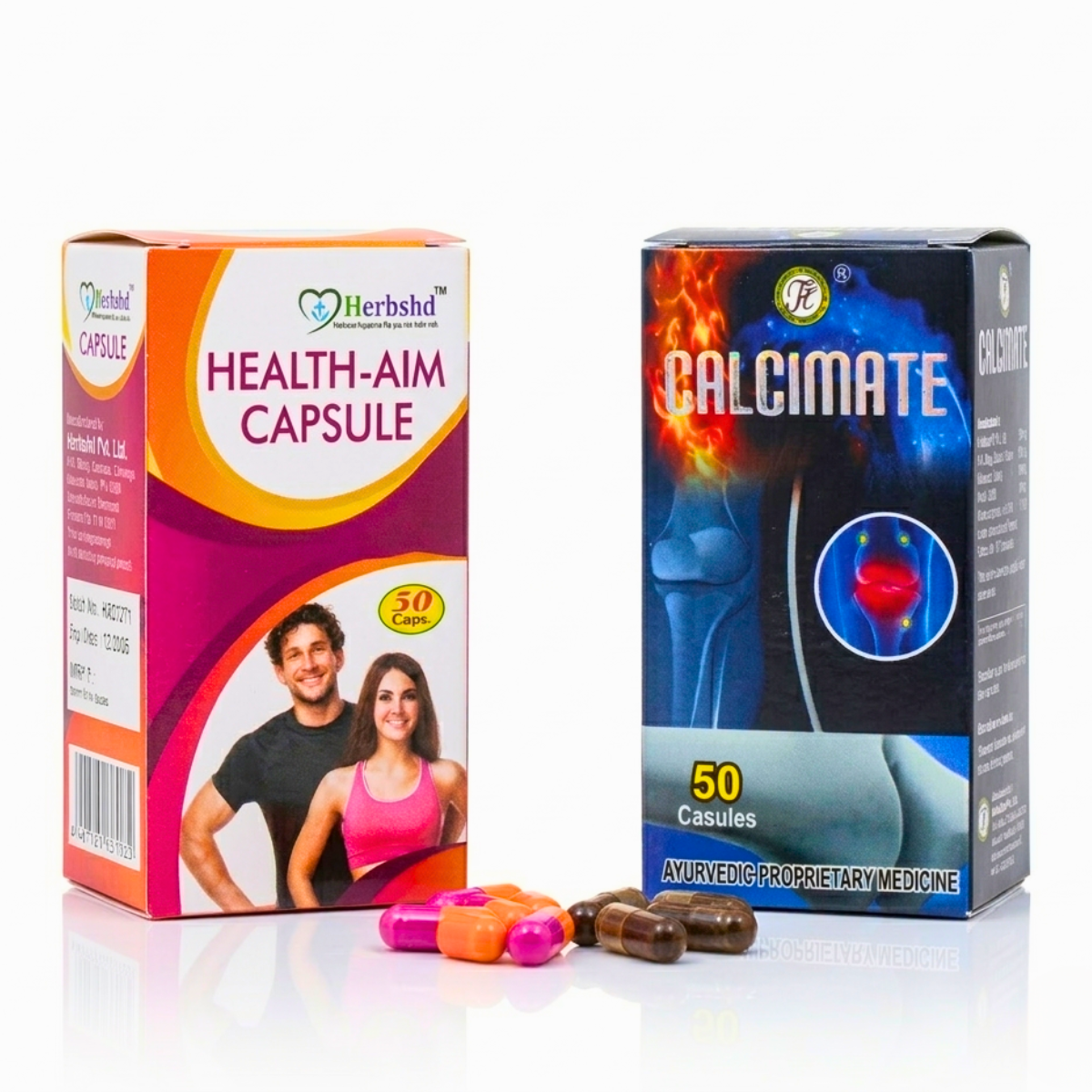 Ayurvedic Calcimate Capsule + Health aim Capsule | 50Caps + 50Caps | Combo pack - HEALTH AIM PHARMACY