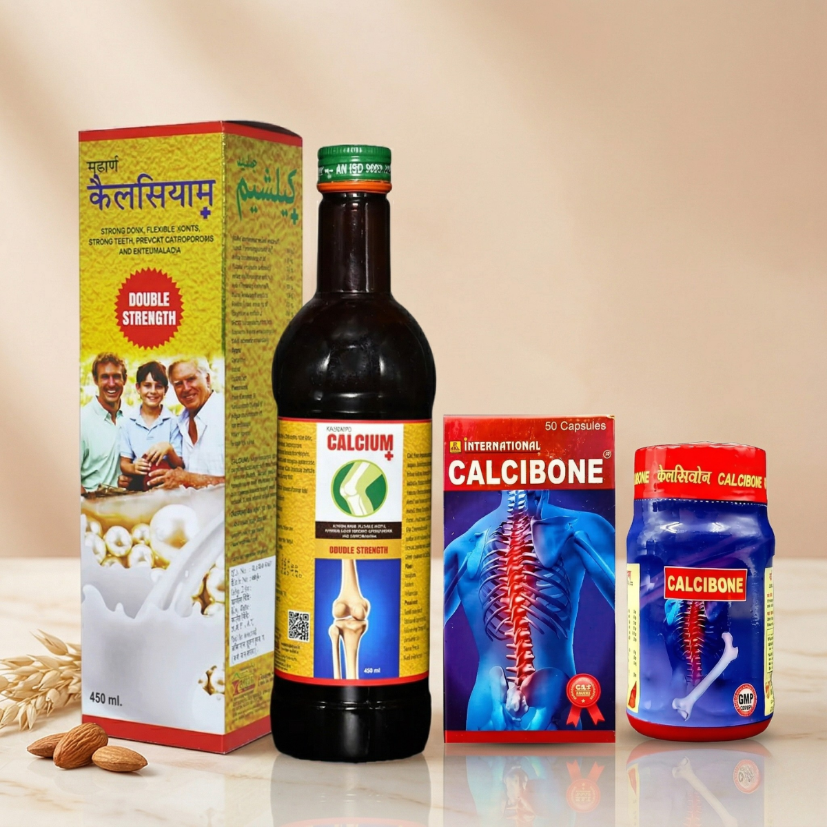 Ayurvedic Calcium+ Tonic & Calcibone Capsule Combo | 450ml + 50Caps | Combo Pack - HEALTH AIM PHARMACY
