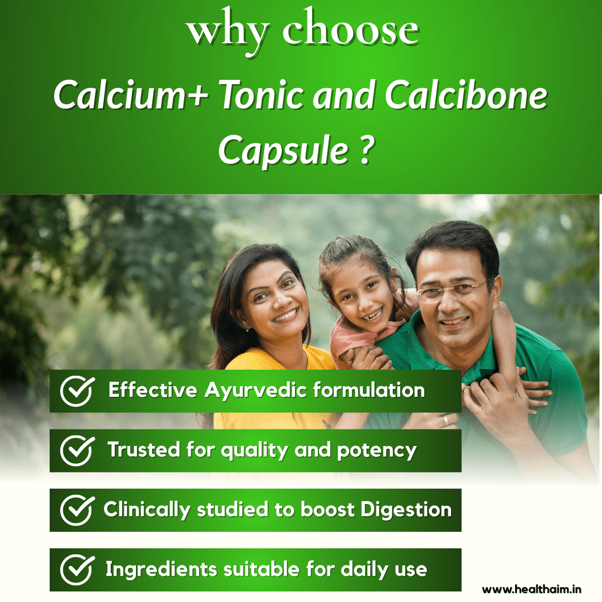 Ayurvedic Calcium+ Tonic & Calcibone Capsule Combo | 450ml + 50Caps | Combo Pack - HEALTH AIM PHARMACY