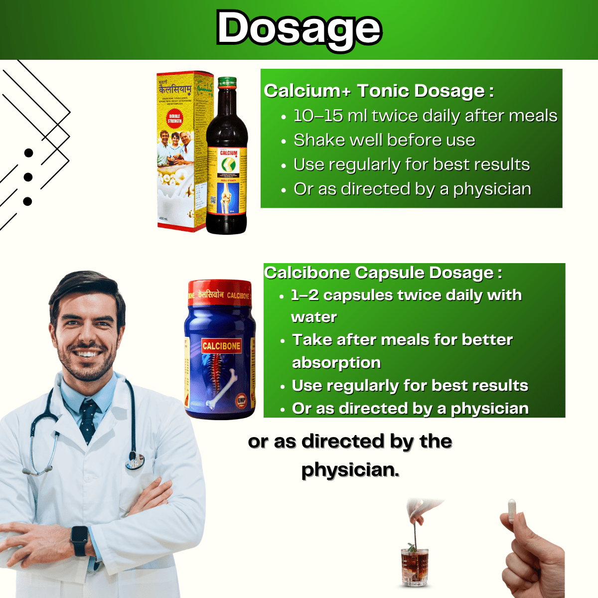 Ayurvedic Calcium+ Tonic & Calcibone Capsule Combo | 450ml + 50Caps | Combo Pack - HEALTH AIM PHARMACY
