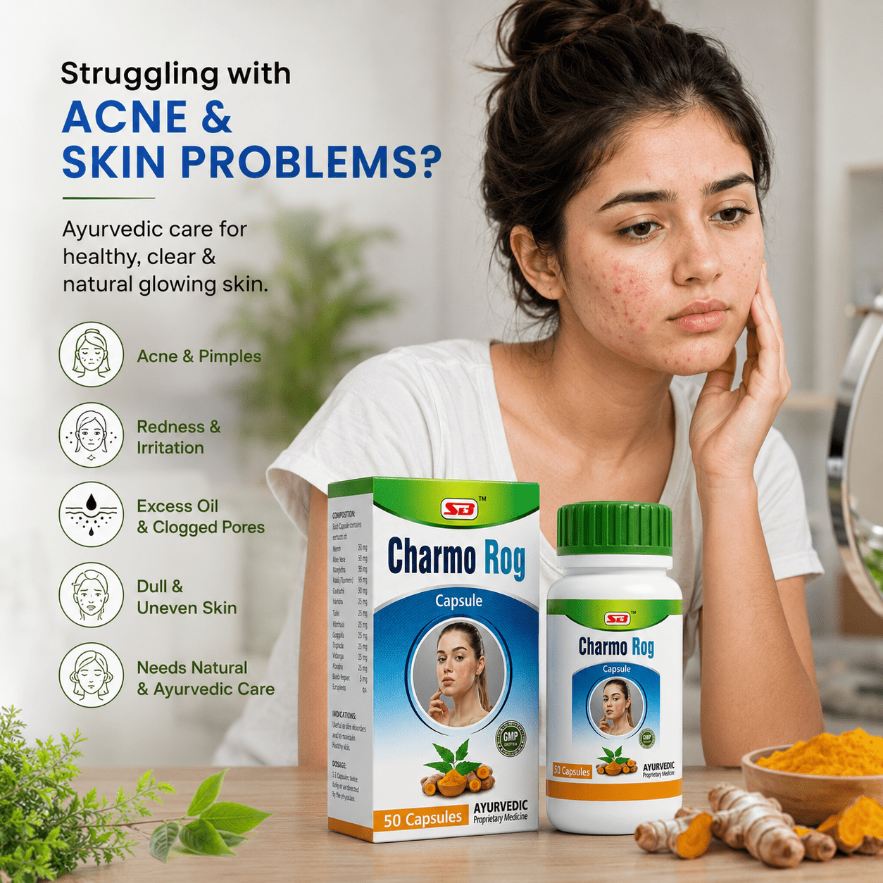 Ayurvedic Charmo Rog 50 Capsules - HEALTH AIM PHARMACY
