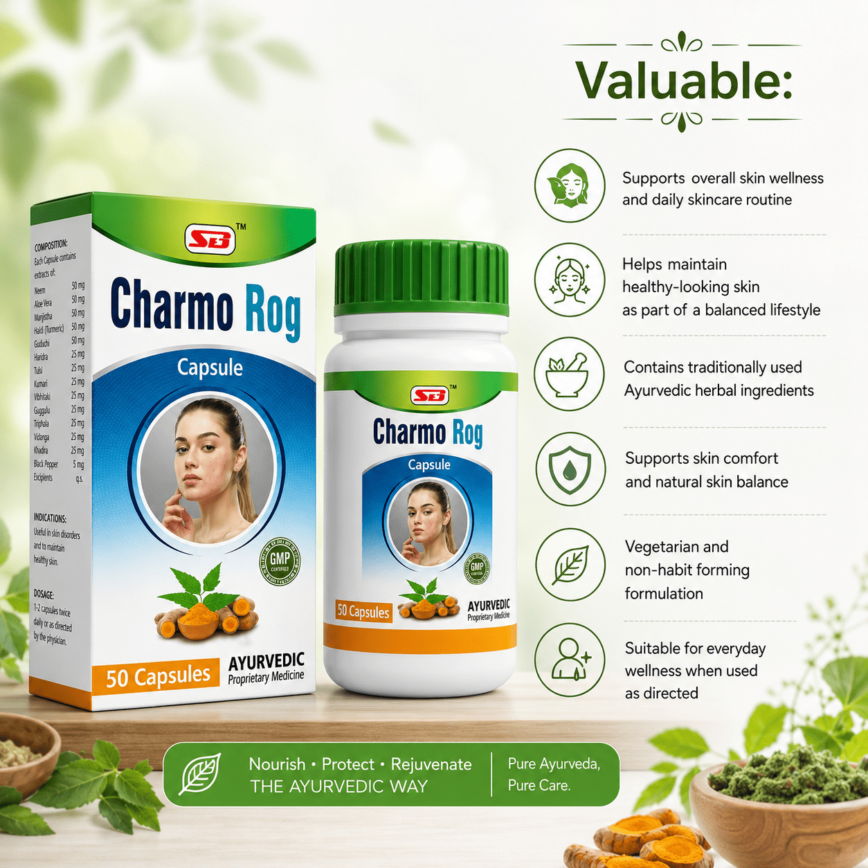 Ayurvedic Charmo Rog 50 Capsules - HEALTH AIM PHARMACY