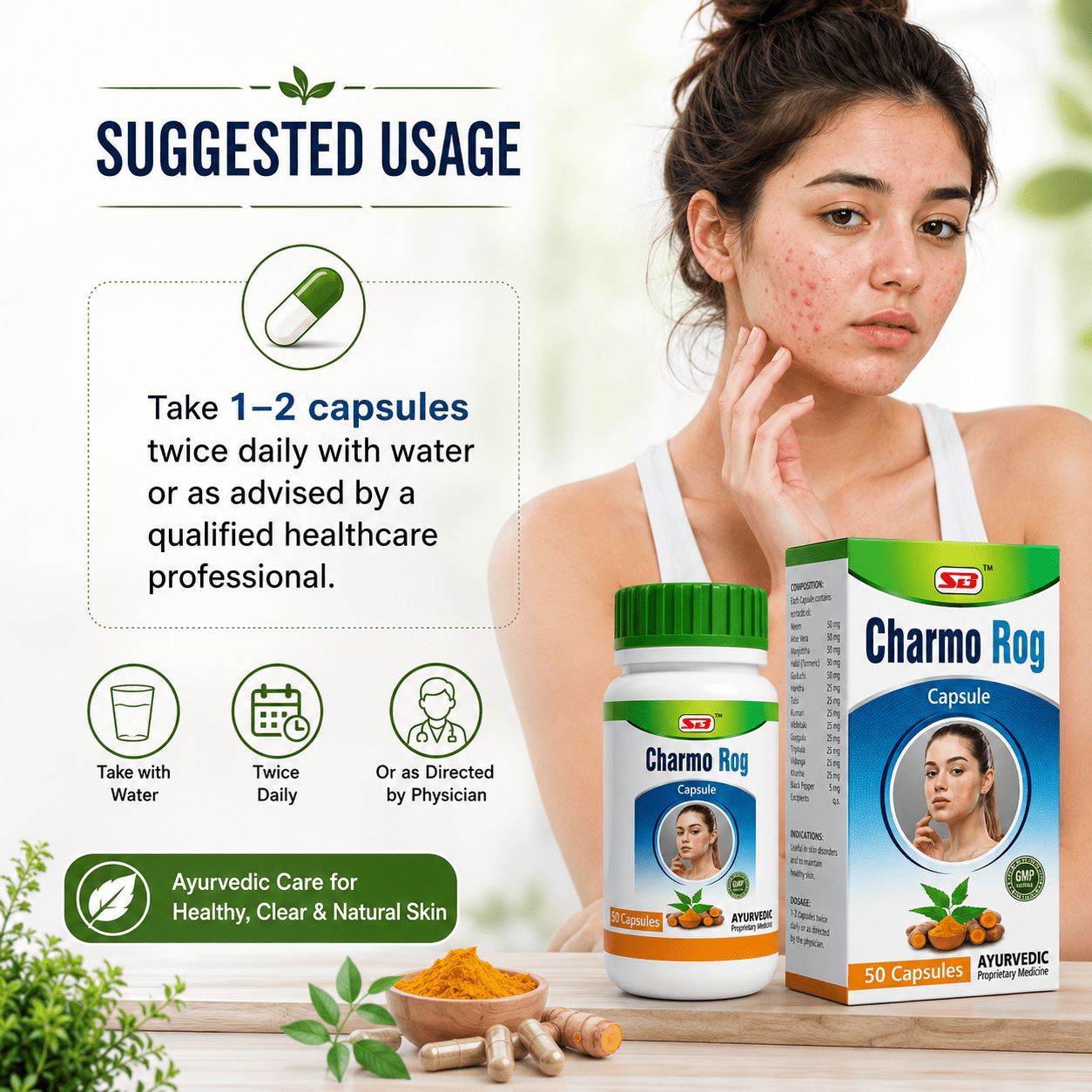 Ayurvedic Charmo Rog 50 Capsules - HEALTH AIM PHARMACY