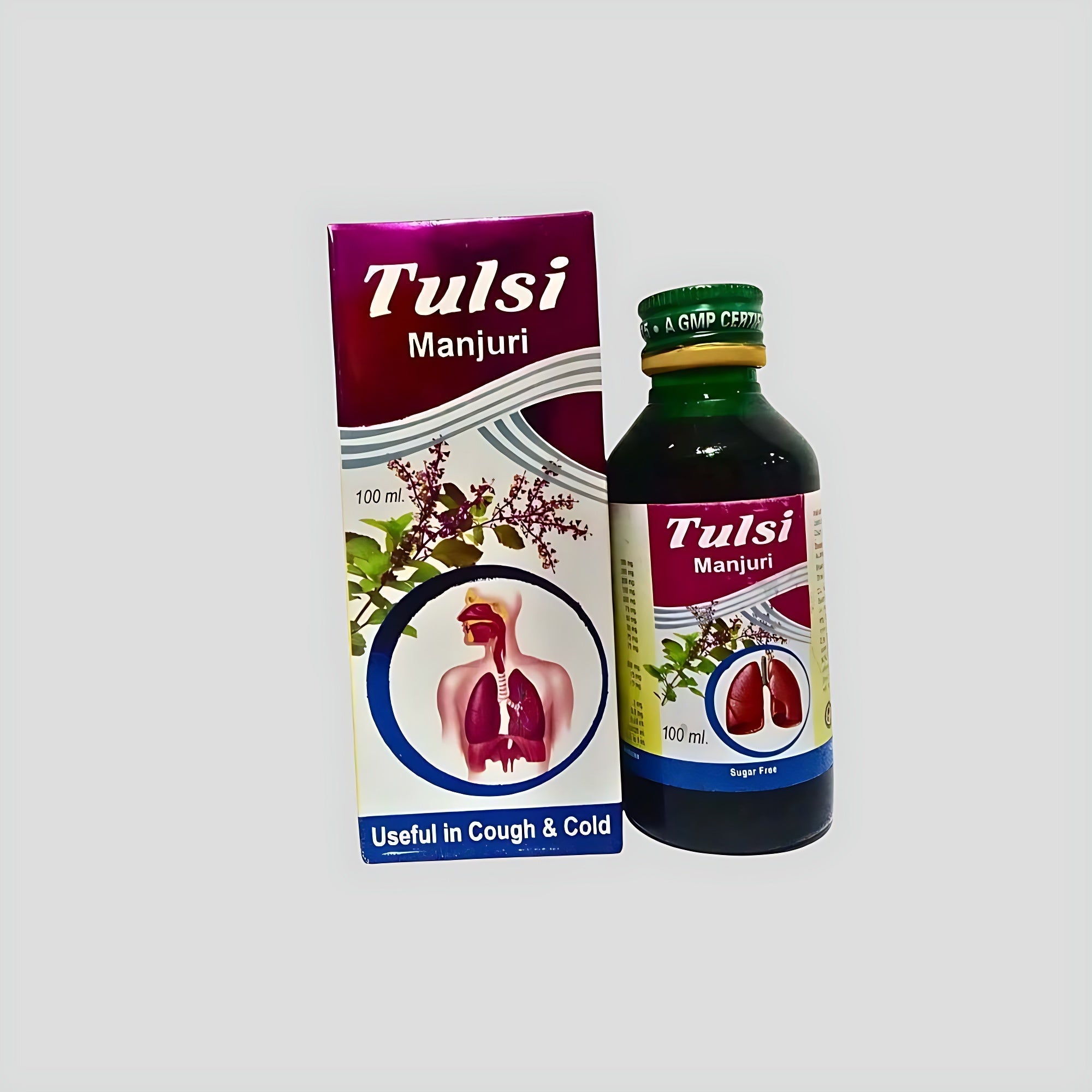 Ayurvedic Cough Sugar Free Tulsi Manjuri Syrup 100ml ( Pack Of 4) - HEALTH AIM PHARMACY