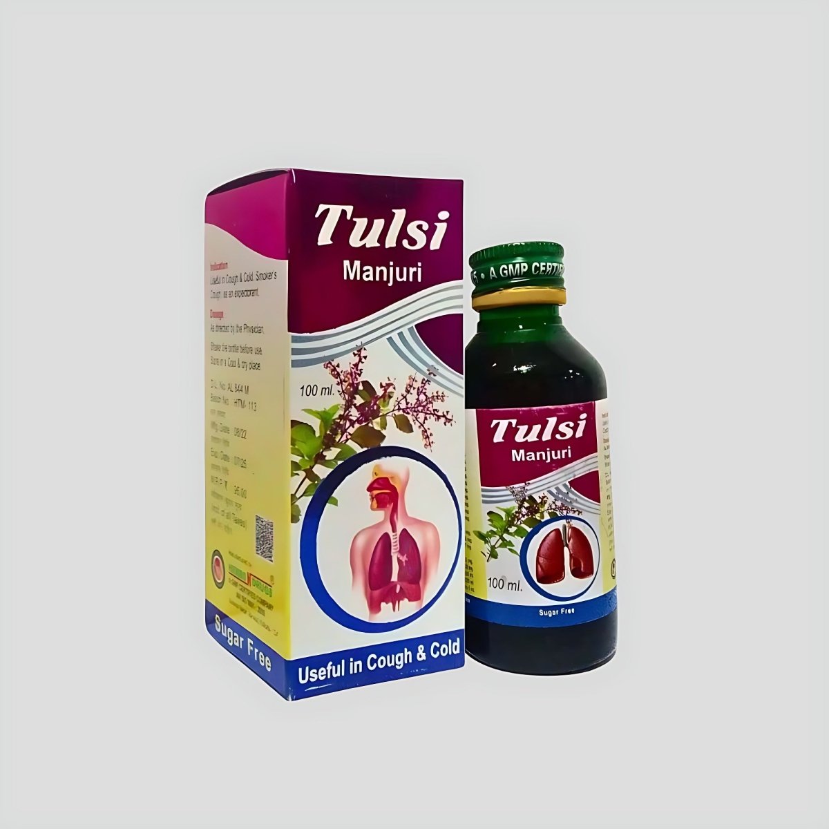 Ayurvedic Cough Sugar Free Tulsi Manjuri Syrup 100ml ( Pack Of 4) - HEALTH AIM PHARMACY