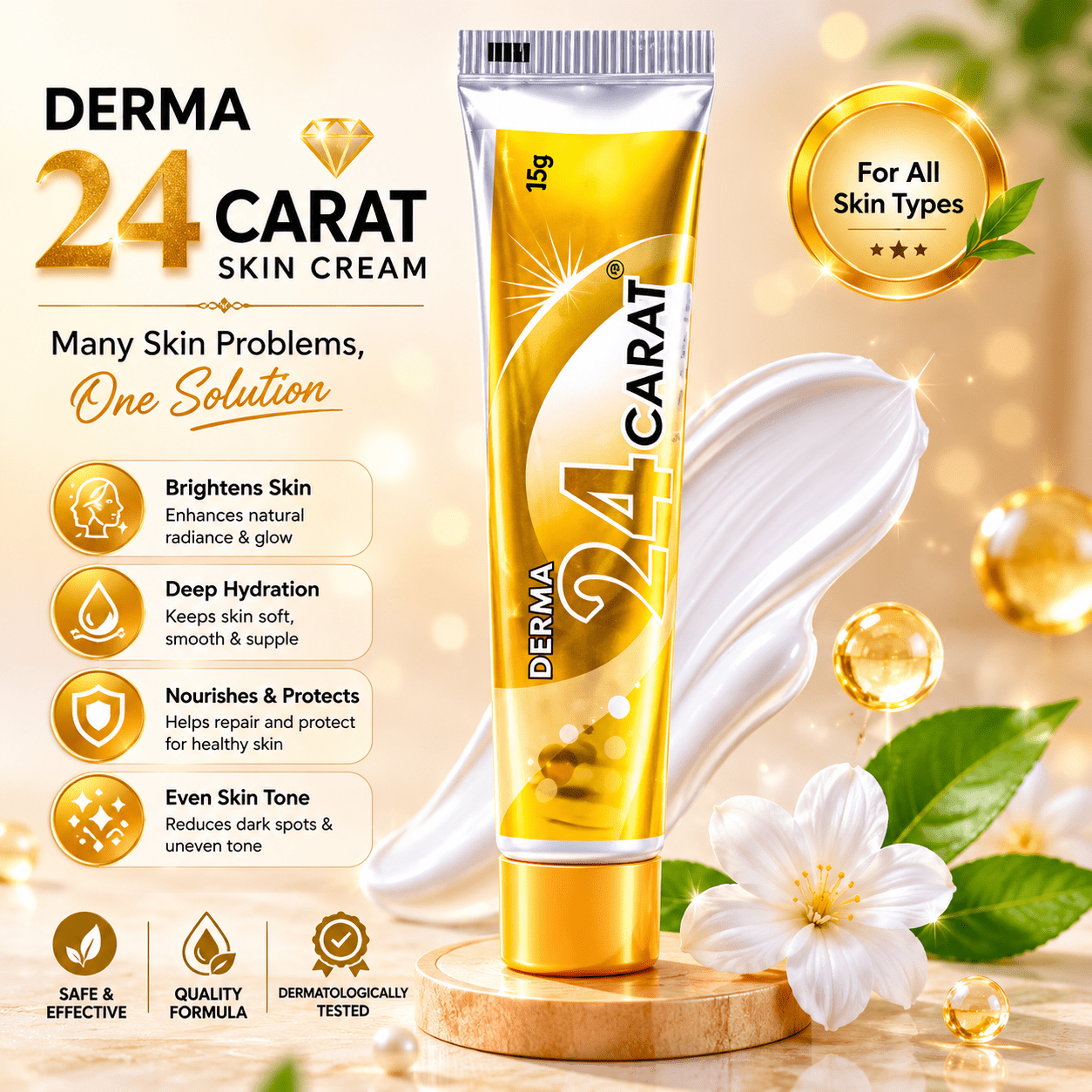 Ayurvedic Derma 24 Carat Skin Cream (Pack of 4) - HEALTH AIM PHARMACY