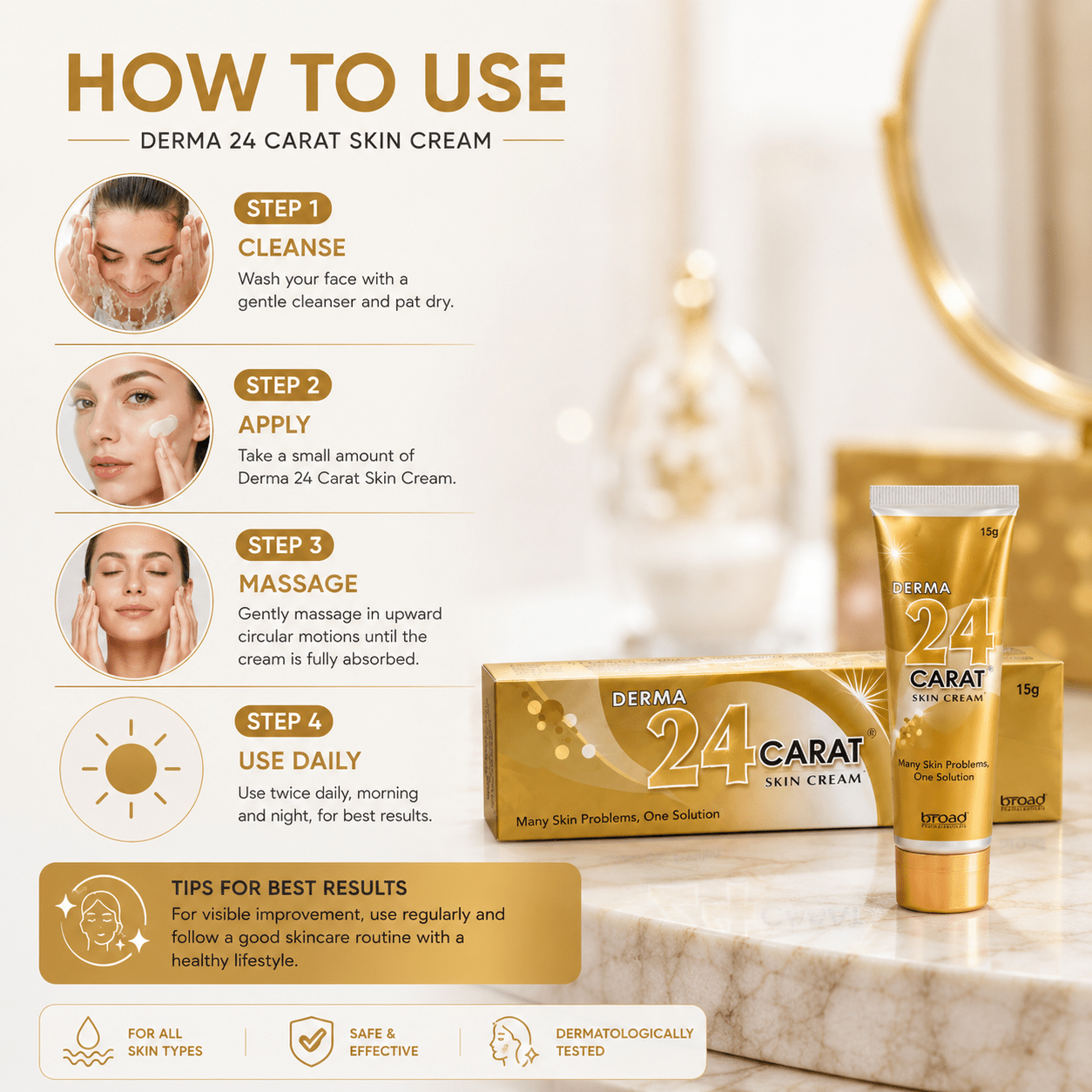 Ayurvedic Derma 24 Carat Skin Cream (Pack of 4) - HEALTH AIM PHARMACY